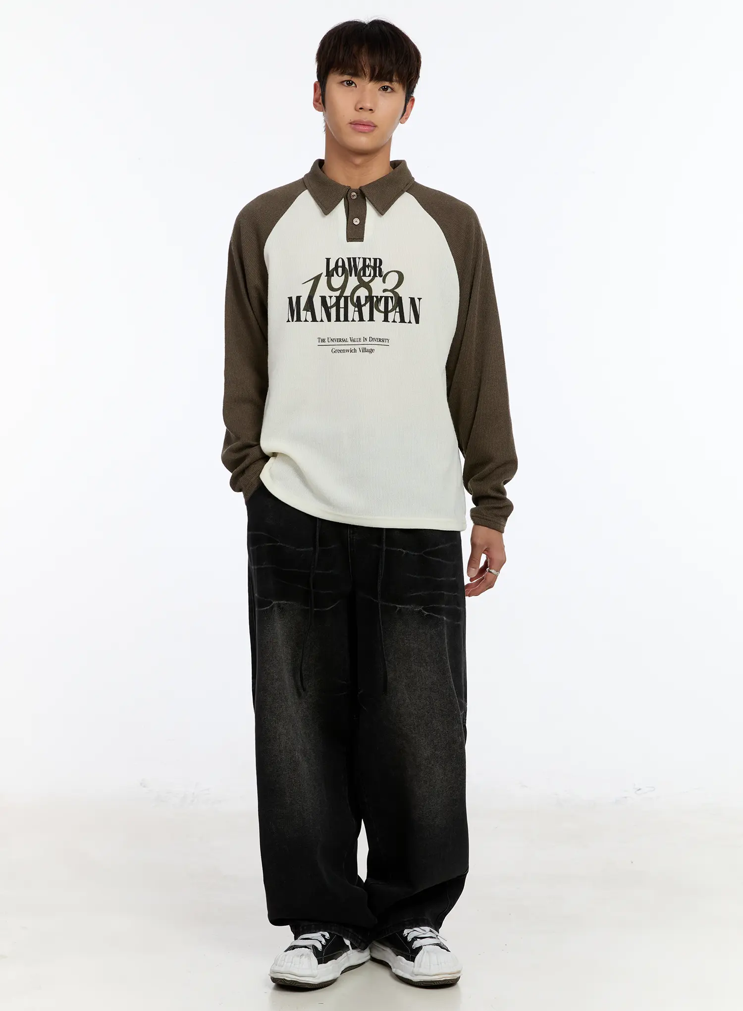Men's Black Washed Wide Leg Jeans IM530 - Image 12