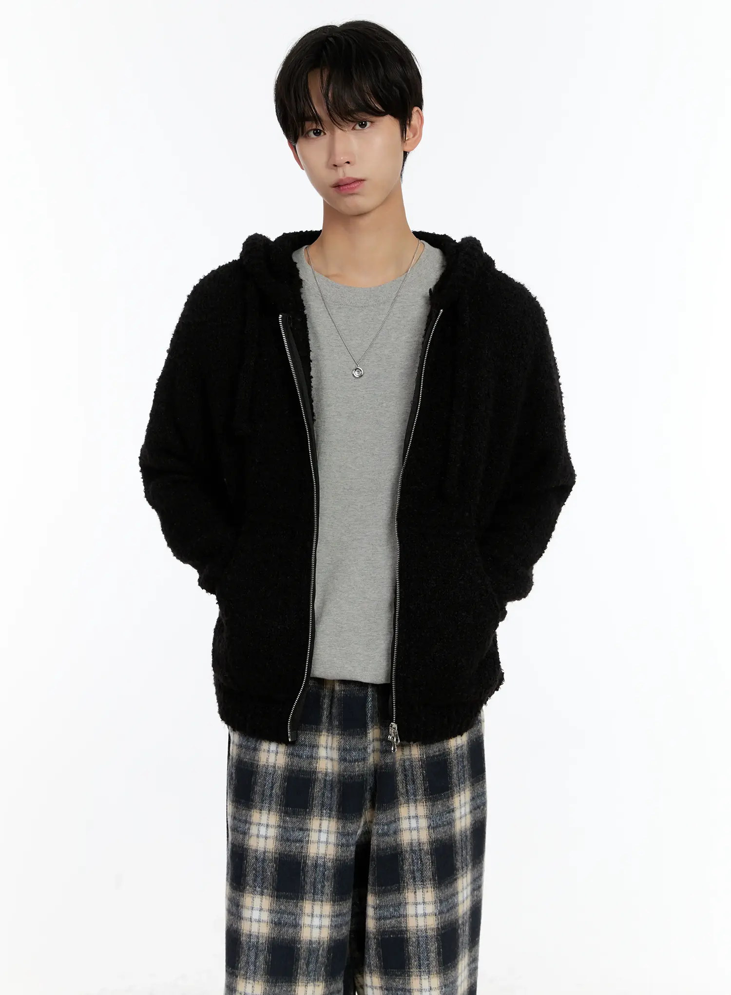 Men's Boucle Knit Zip-Up Hoodie ID502 - Image 10
