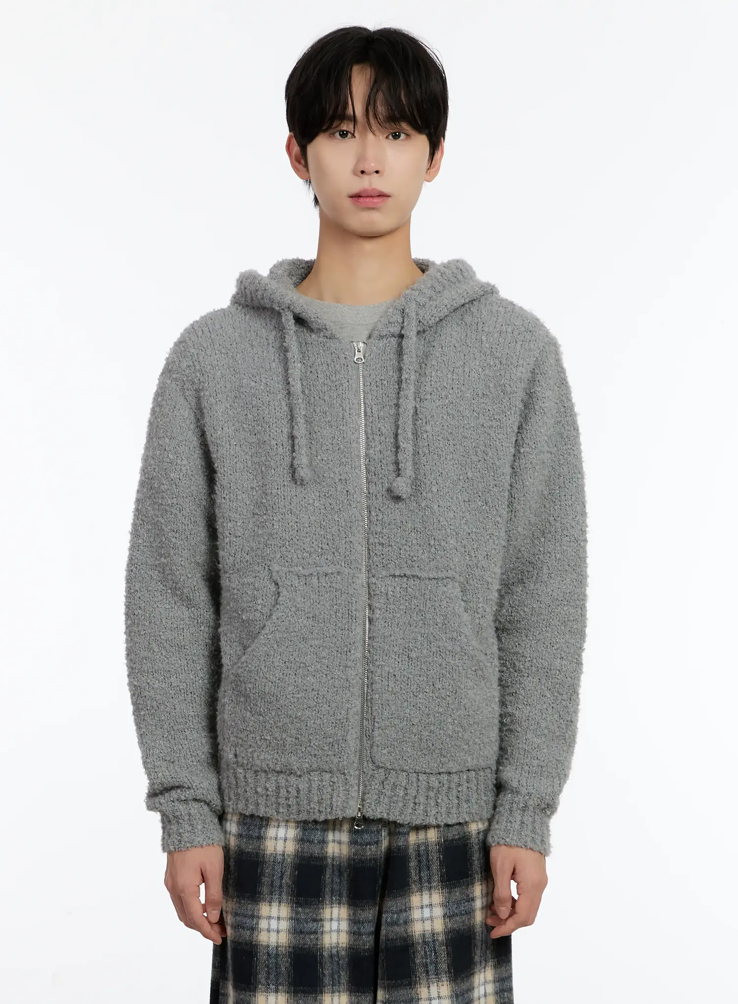 Men's Boucle Knit Zip-Up Hoodie ID502 - Image 11