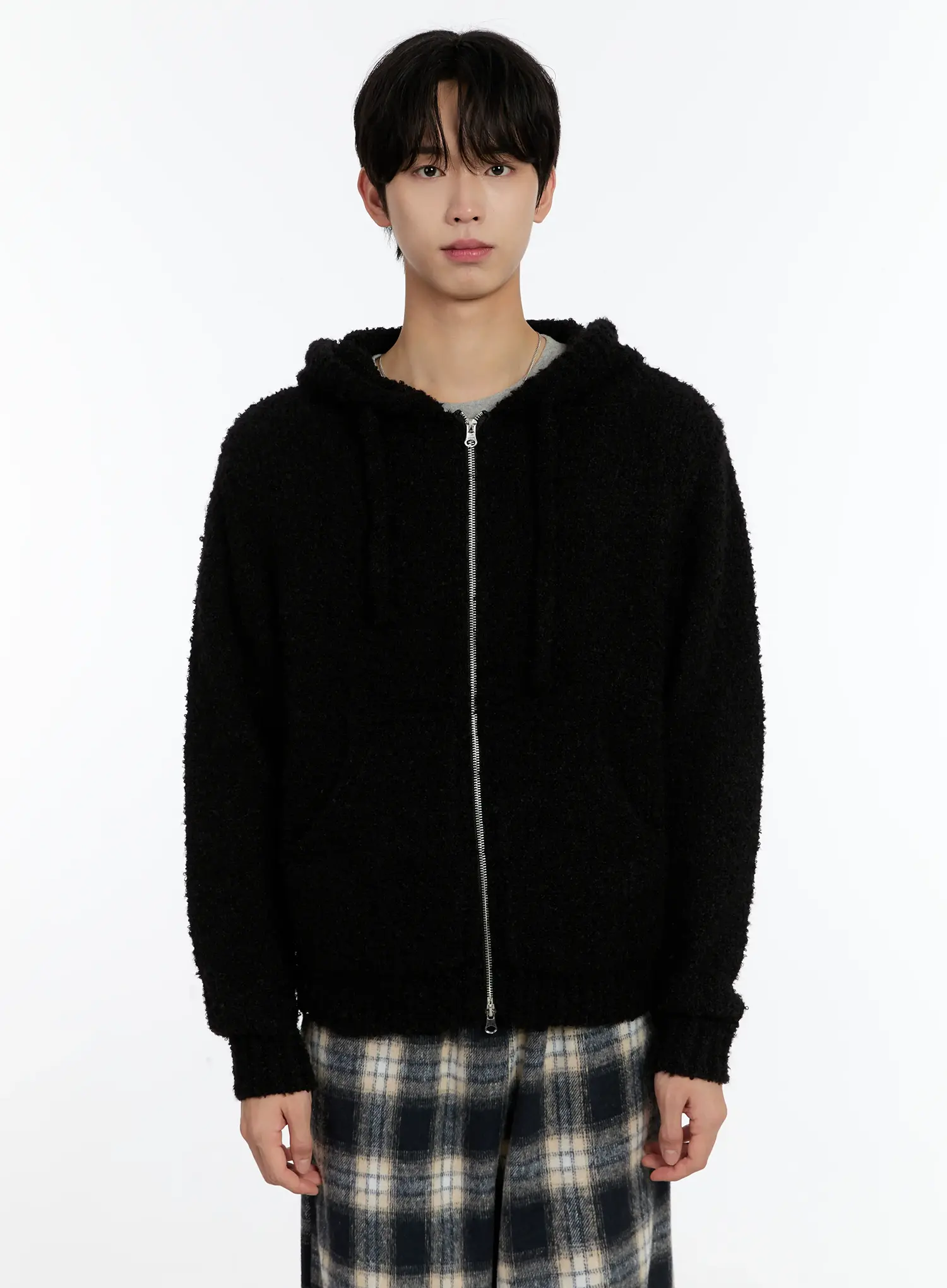 Men's Boucle Knit Zip-Up Hoodie ID502 - Image 12