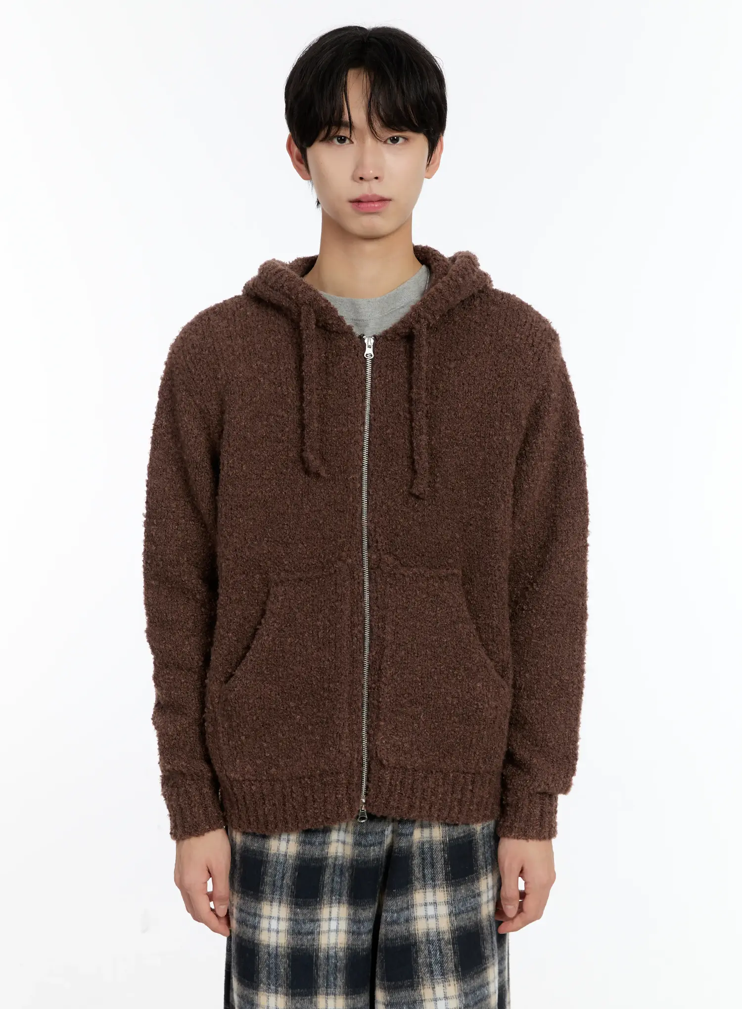Men's Boucle Knit Zip-Up Hoodie ID502 - Image 13