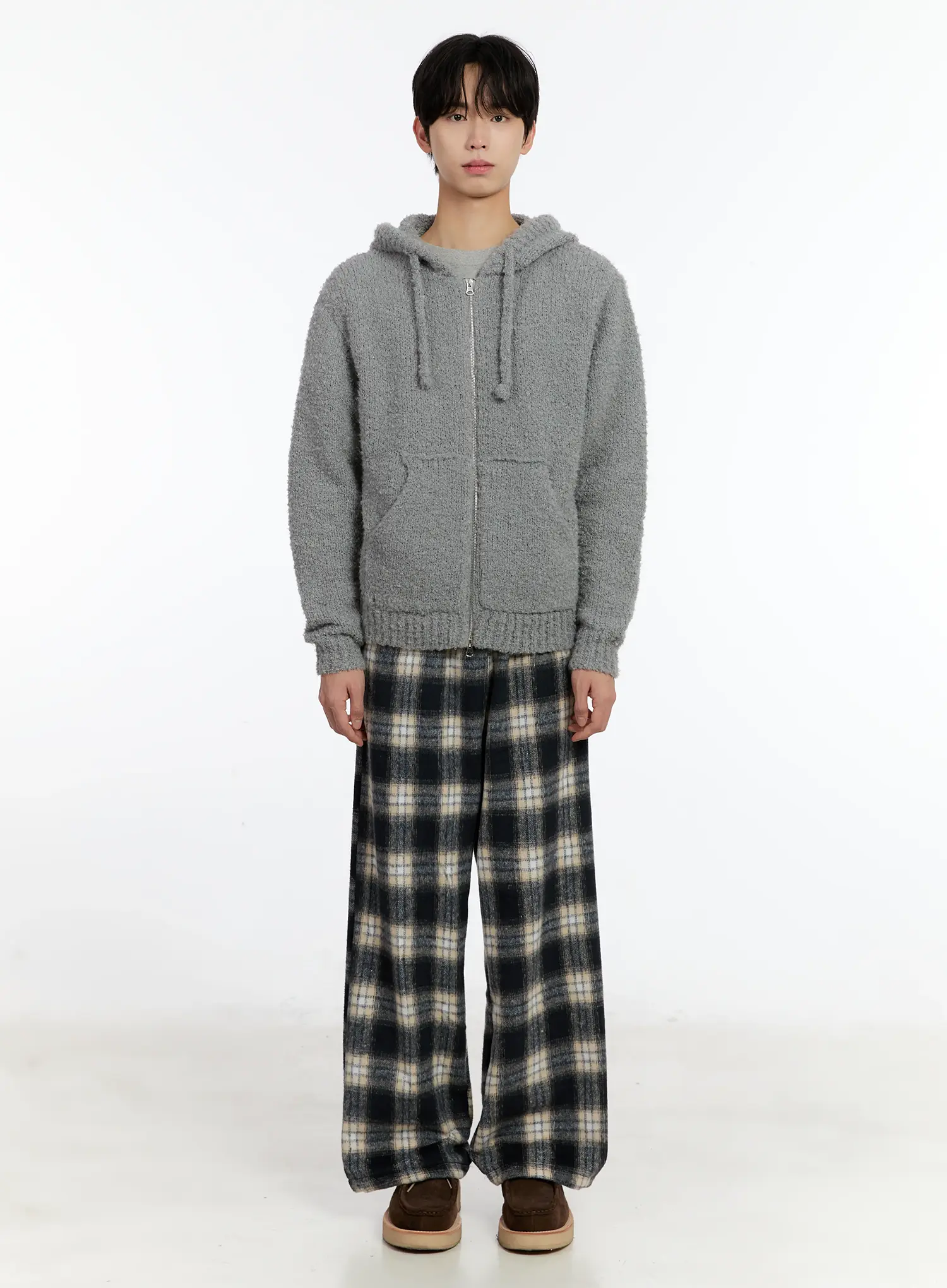 Men's Boucle Knit Zip-Up Hoodie ID502 - Image 3