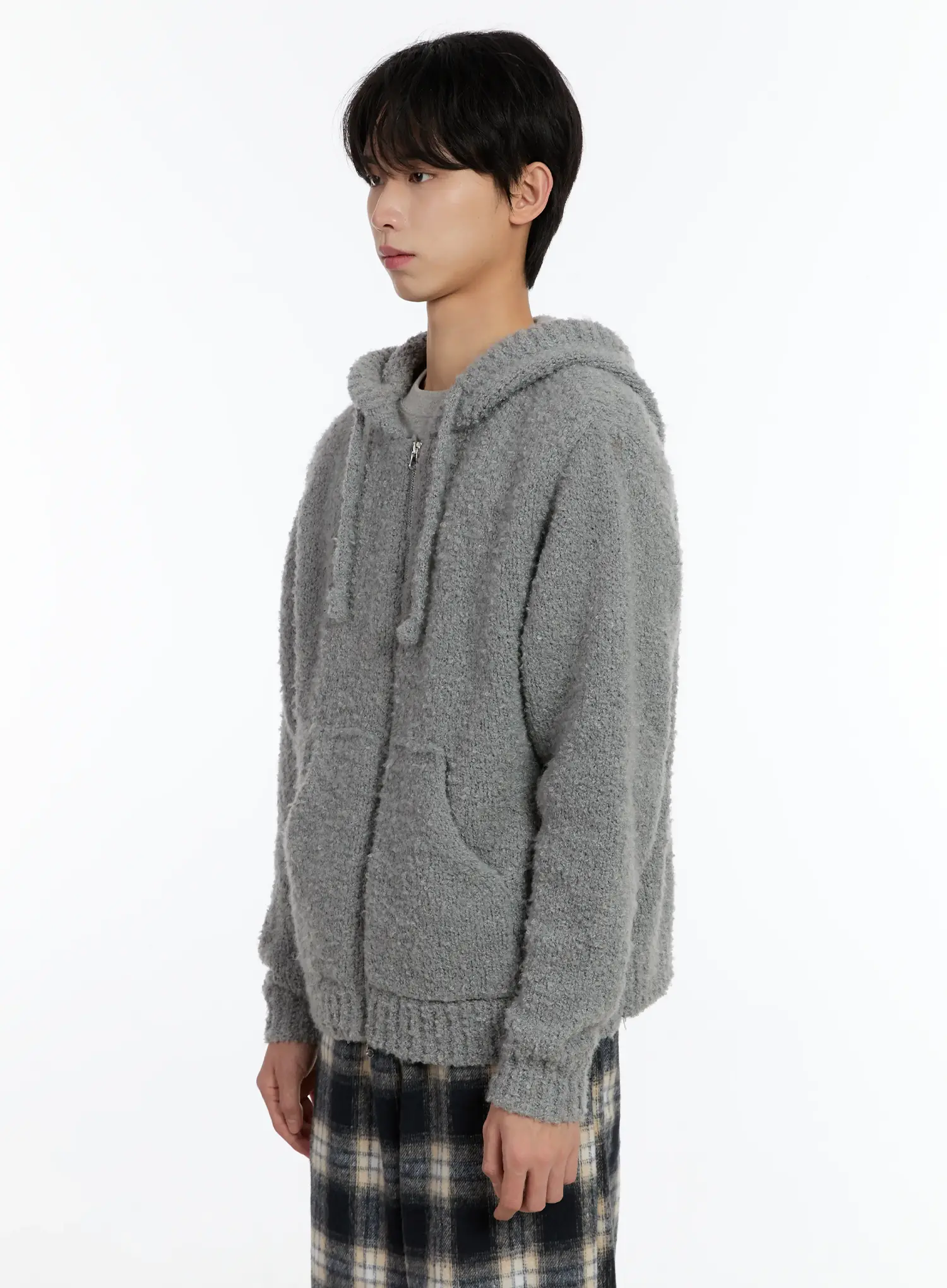 Men's Boucle Knit Zip-Up Hoodie ID502 - Image 4
