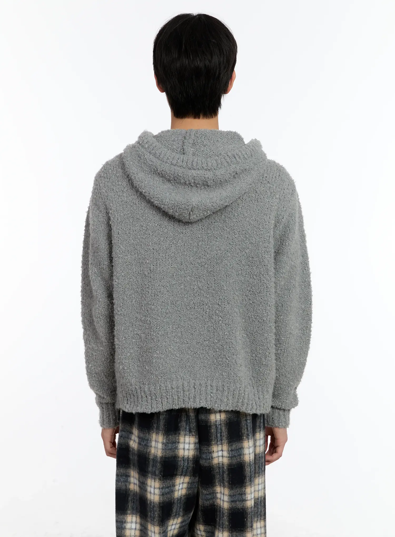 Men's Boucle Knit Zip-Up Hoodie ID502 - Image 5