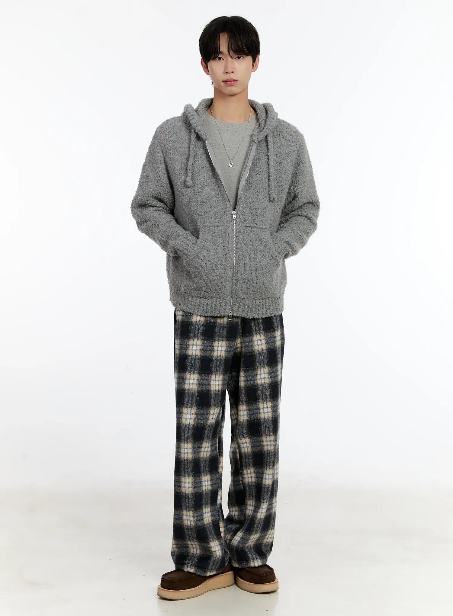 Men's Boucle Knit Zip-Up Hoodie ID502 - Image 7