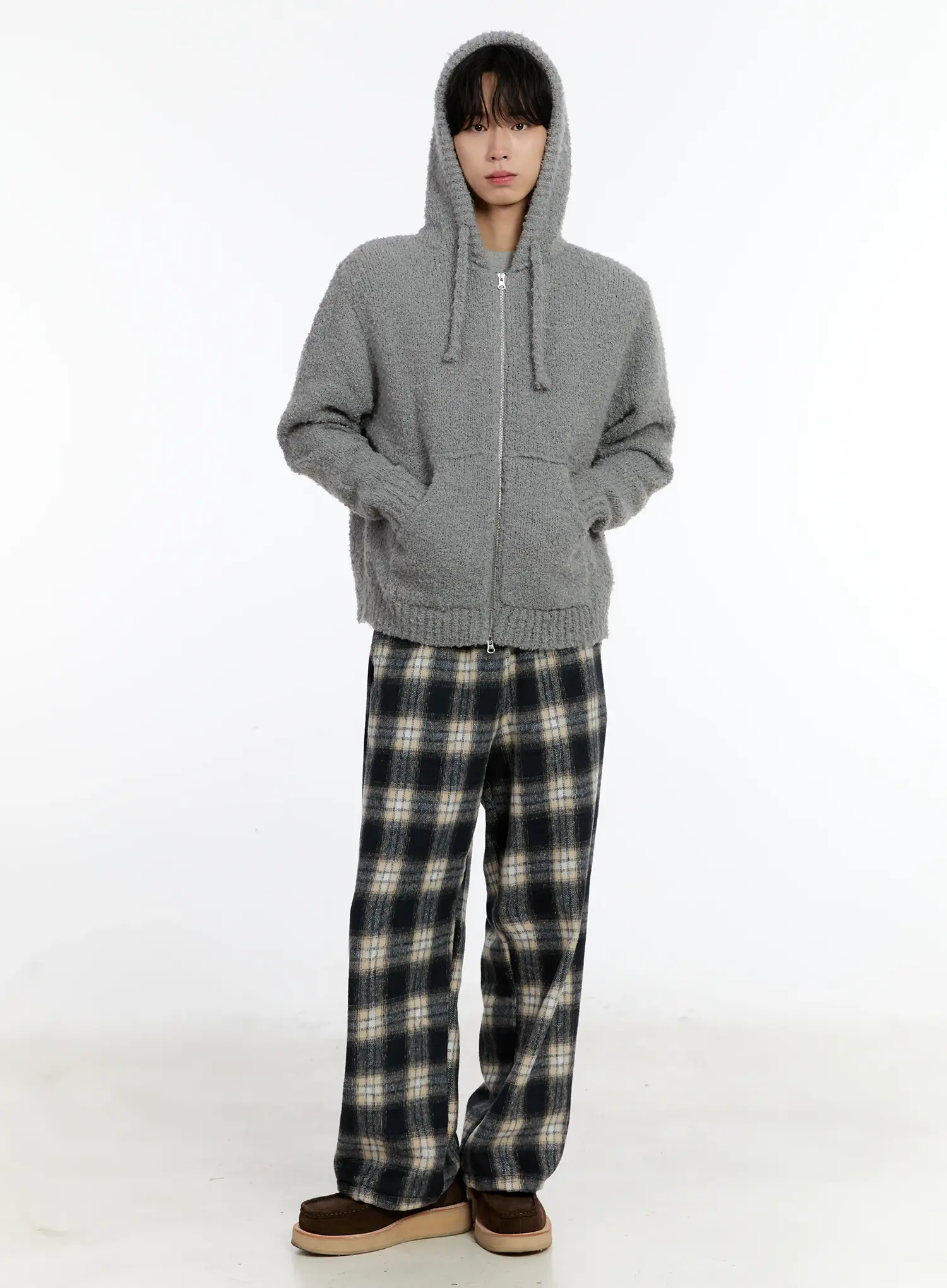 Men's Boucle Knit Zip-Up Hoodie ID502 - Image 9