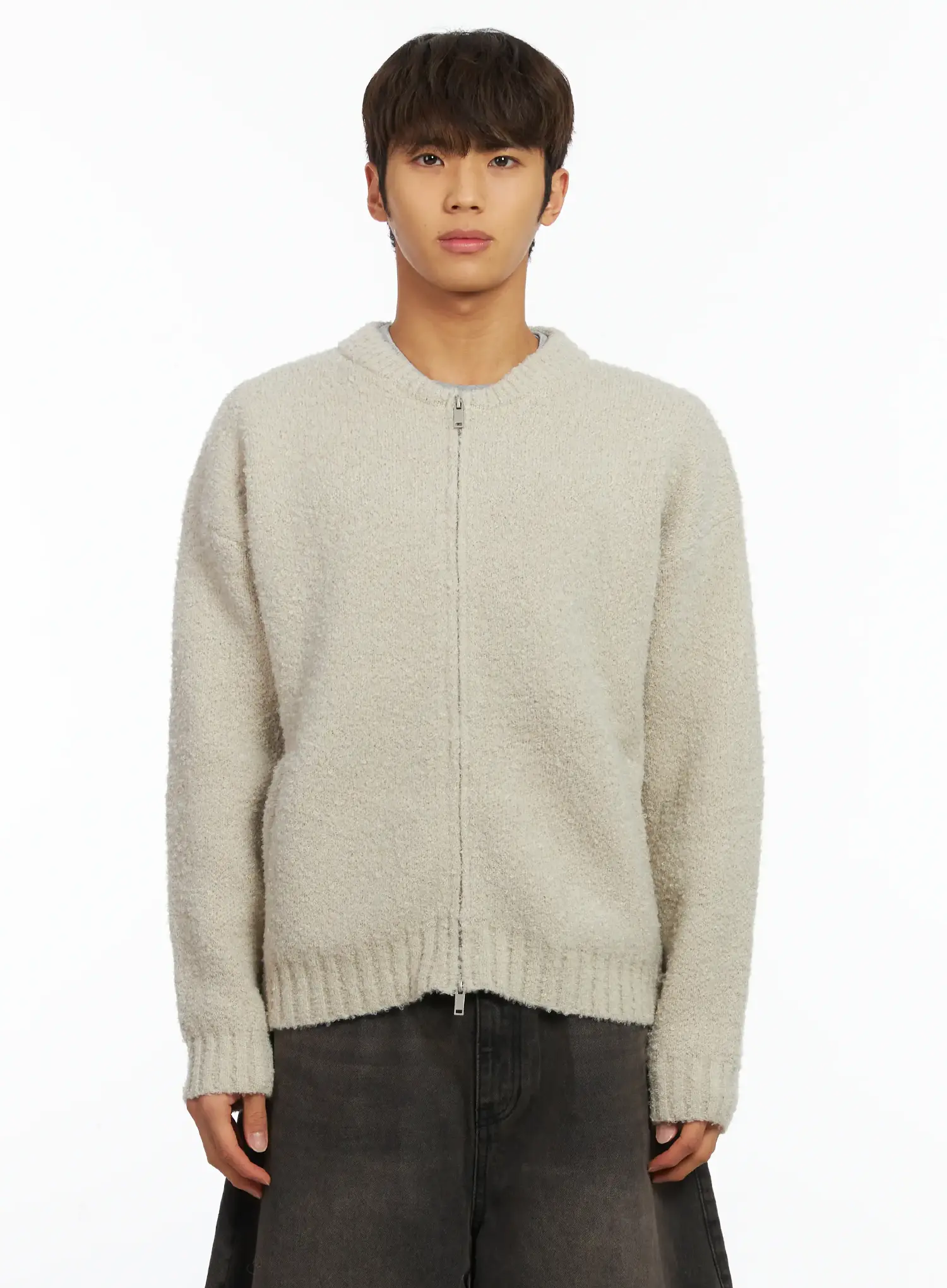 Men's Boucle Zip-Up Cardigan IJ514 - Image 11