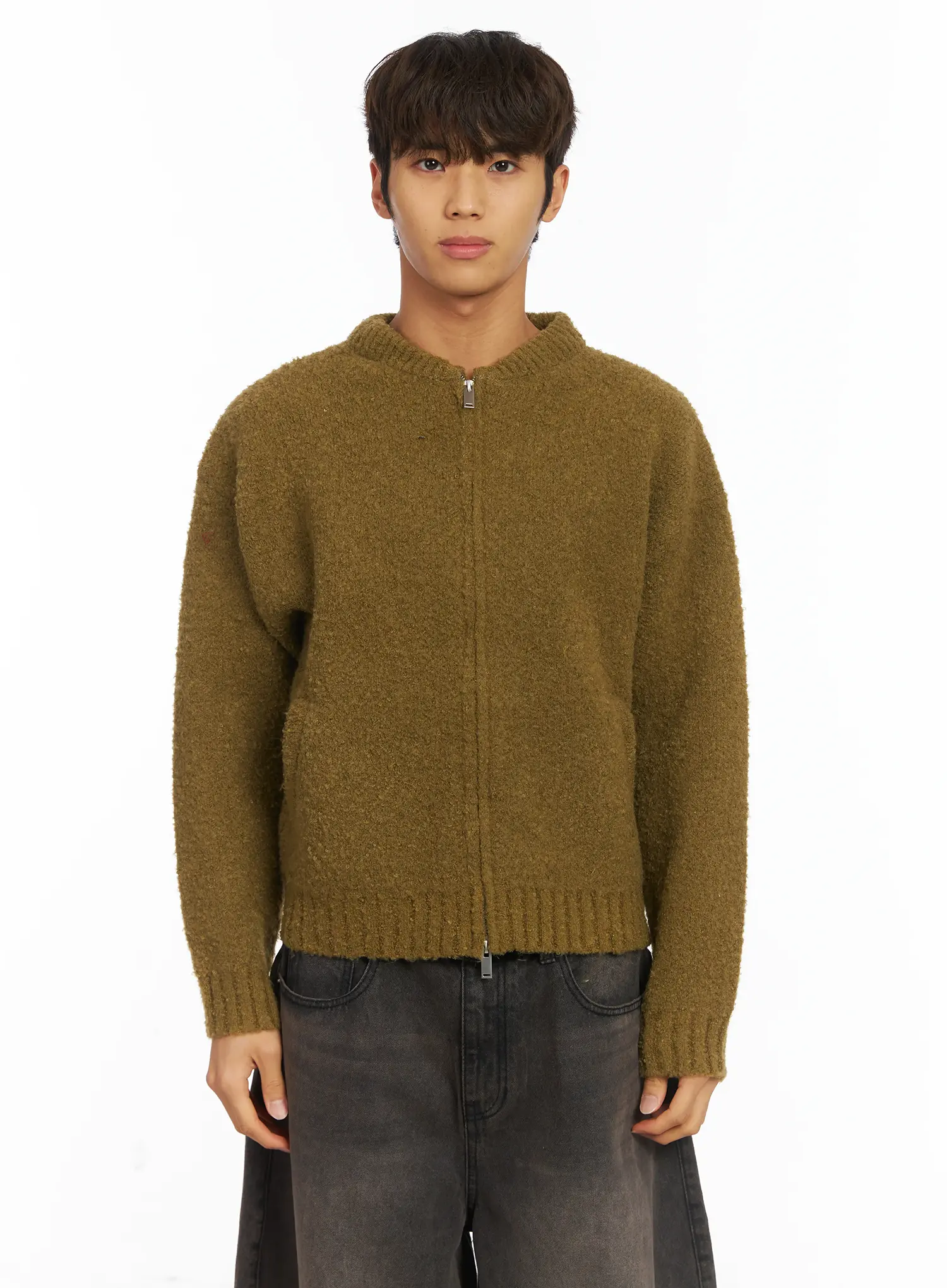 Men's Boucle Zip-Up Cardigan IJ514 - Image 12