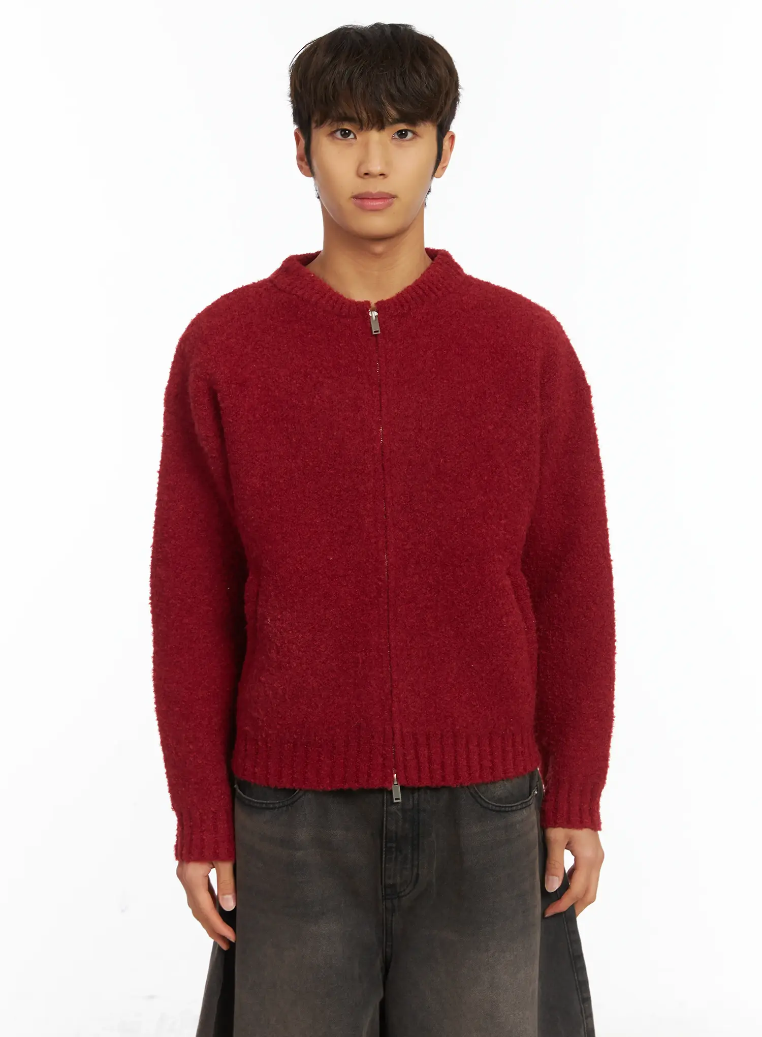 Men's Boucle Zip-Up Cardigan IJ514 - Image 13
