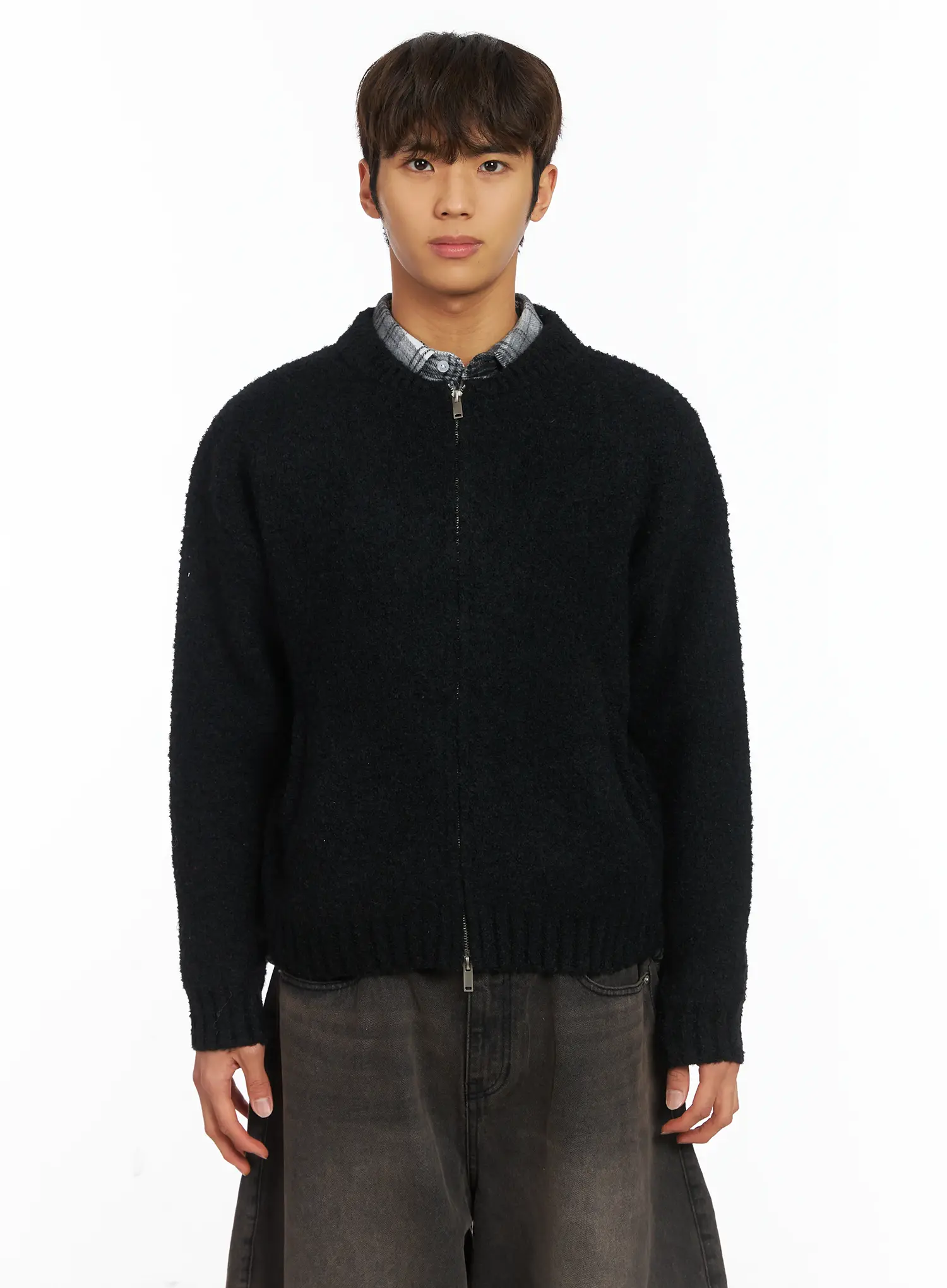 Men's Boucle Zip-Up Cardigan IJ514 - Image 14