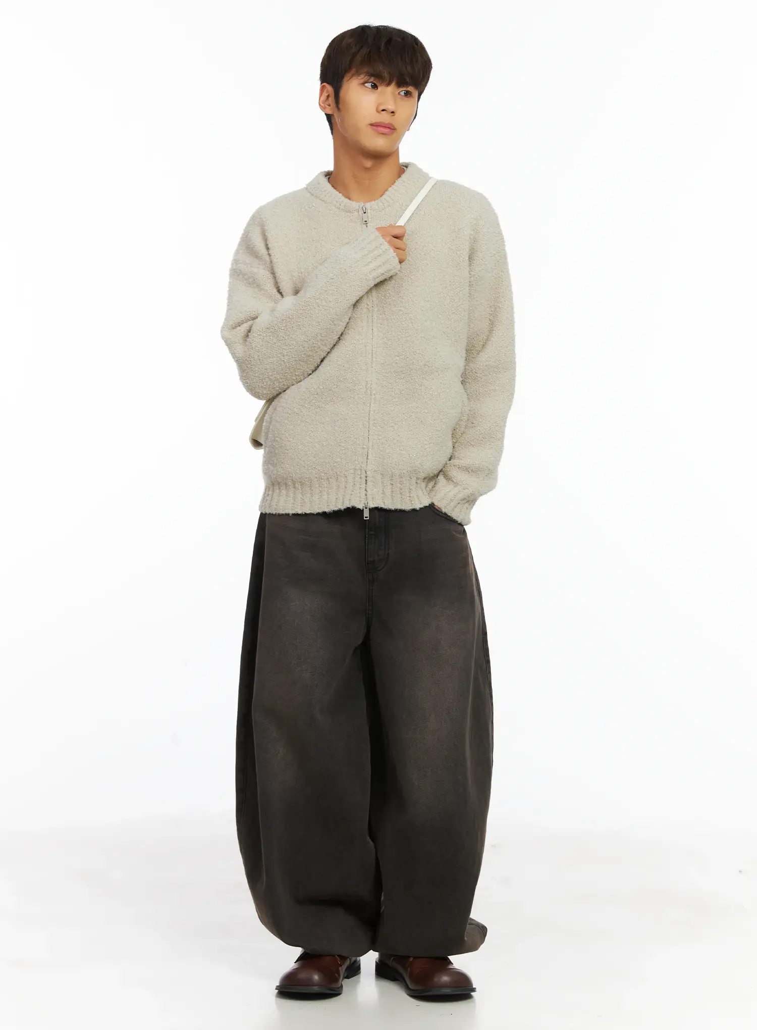 Men's Boucle Zip-Up Cardigan IJ514 - Image 2