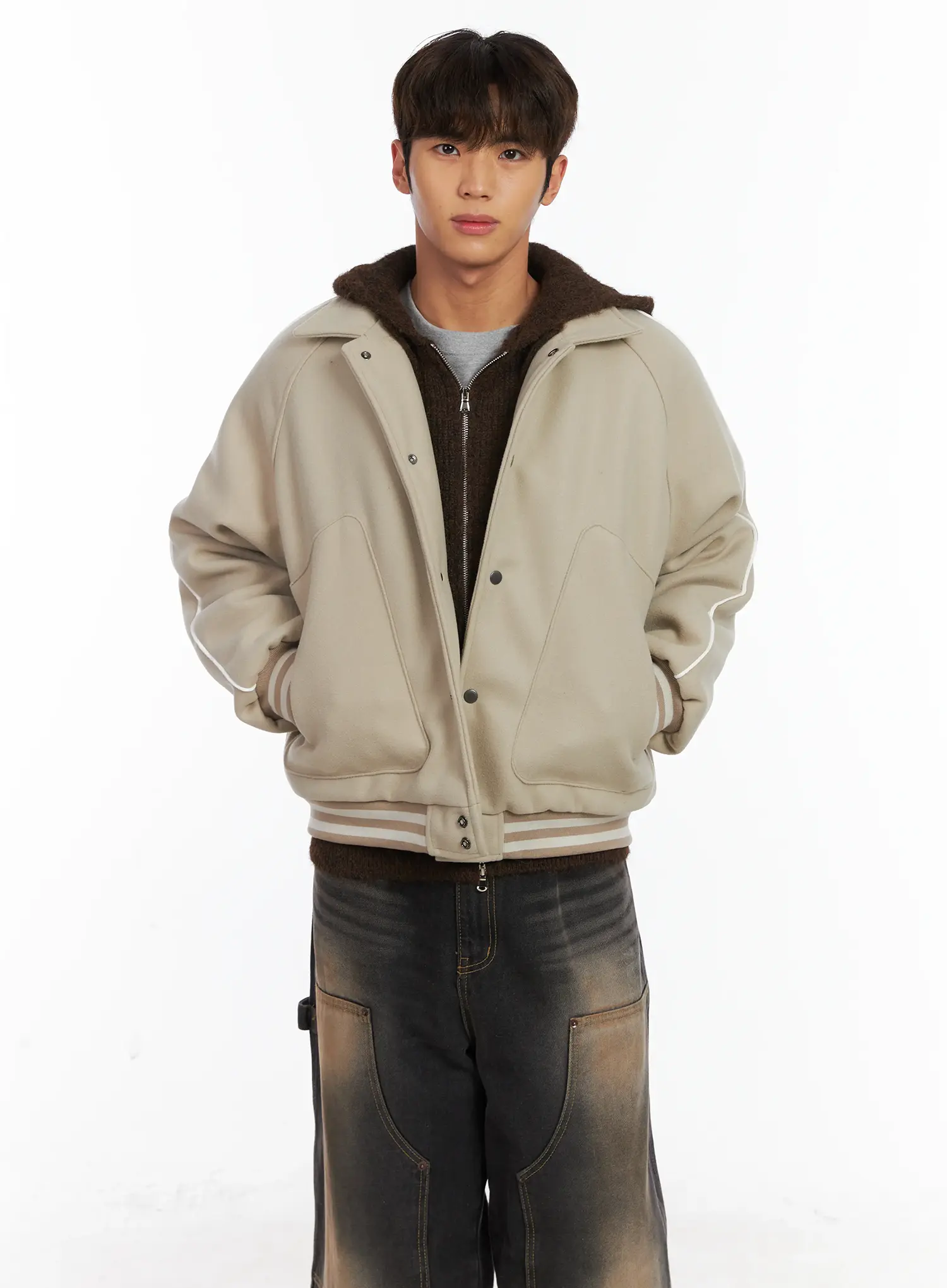 Men's Brushed Wool Knit Zip-Up Hoodie ID511 - Image 10