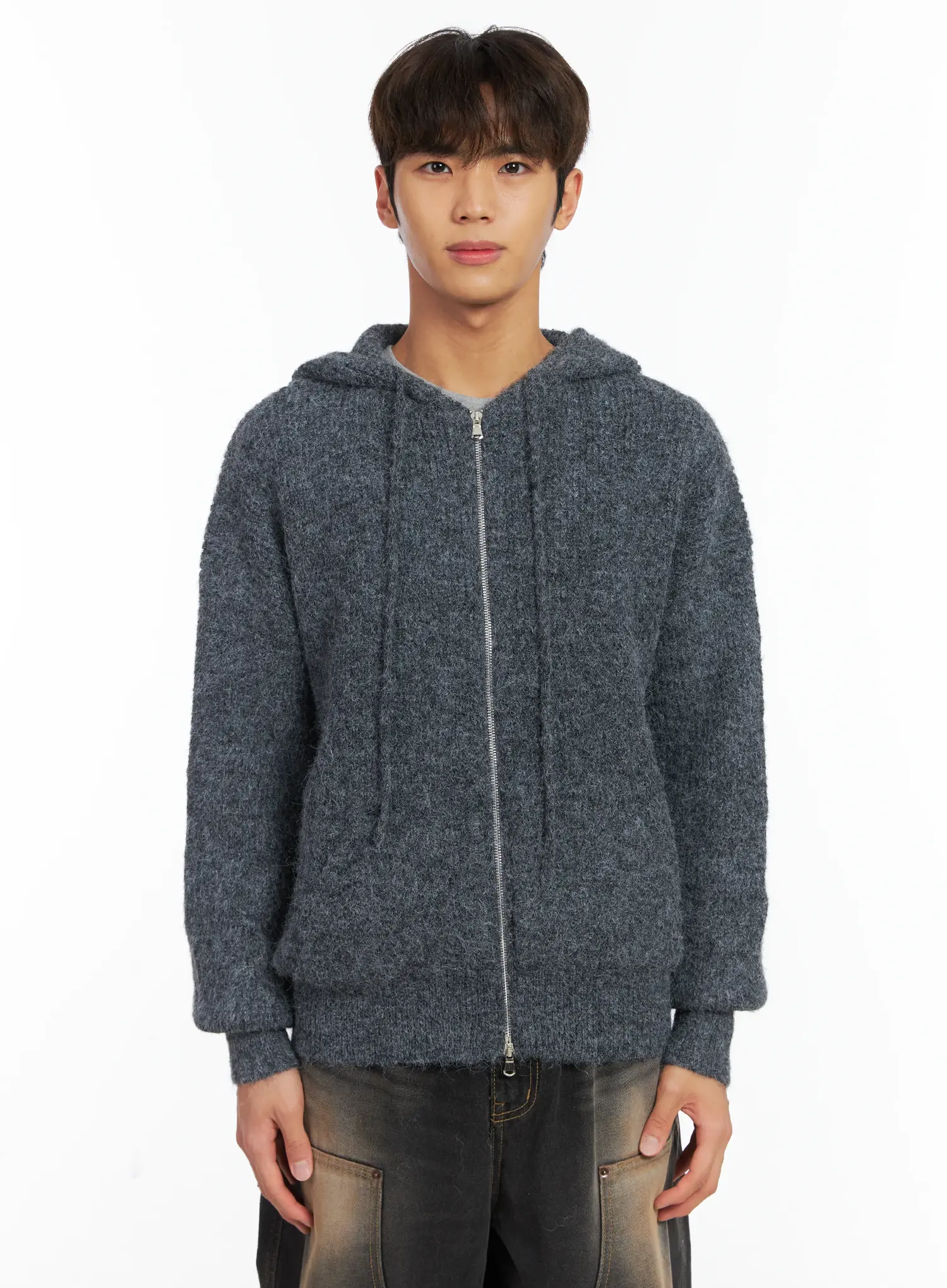 Men's Brushed Wool Knit Zip-Up Hoodie ID511 - Image 12