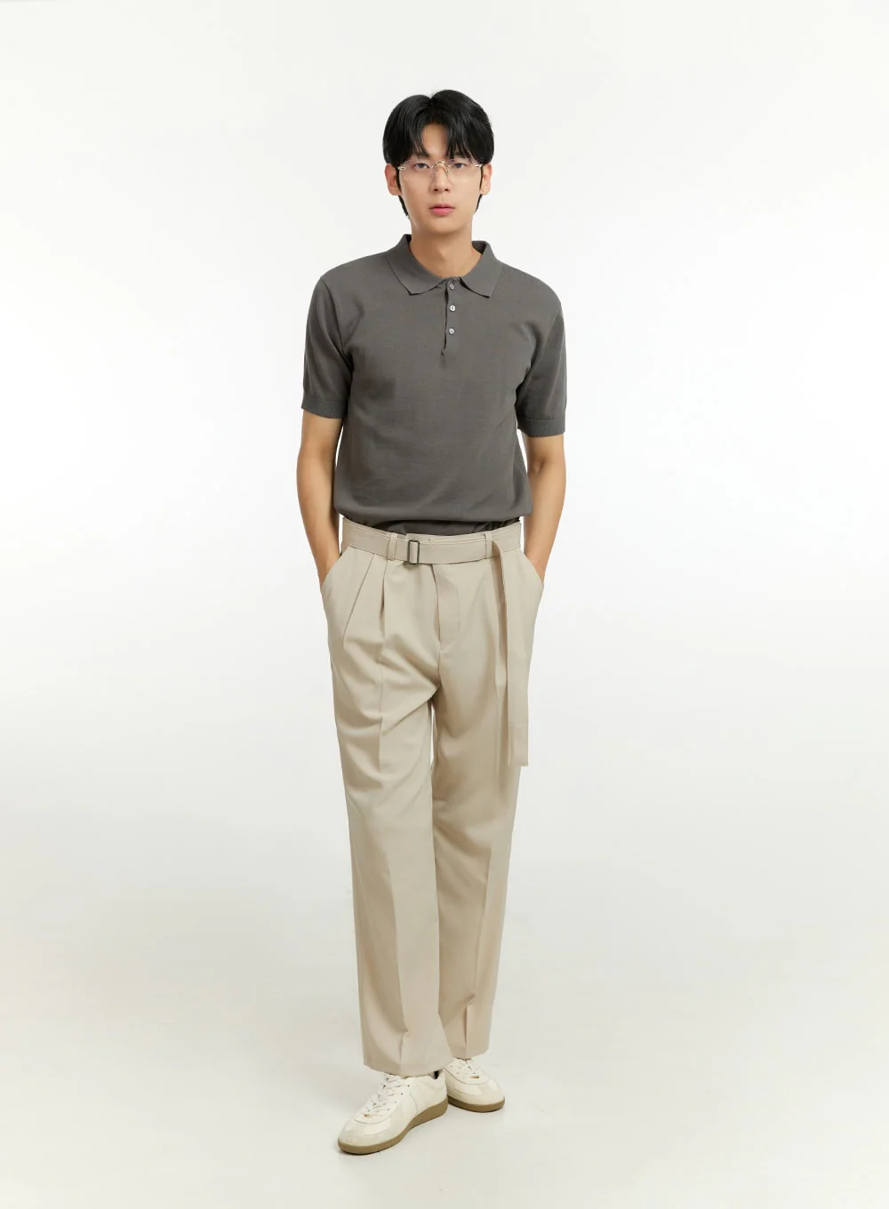 Men's Buckle-Waist Wide Fit Pants IL412 - Image 3
