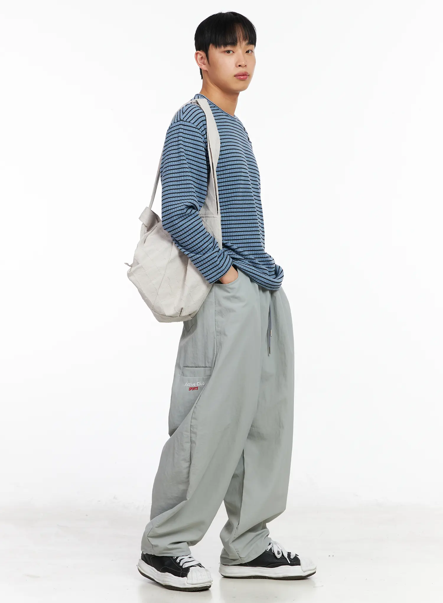 Men's Button-Accent Stripe Long Sleeve Tee IA502 - Image 7