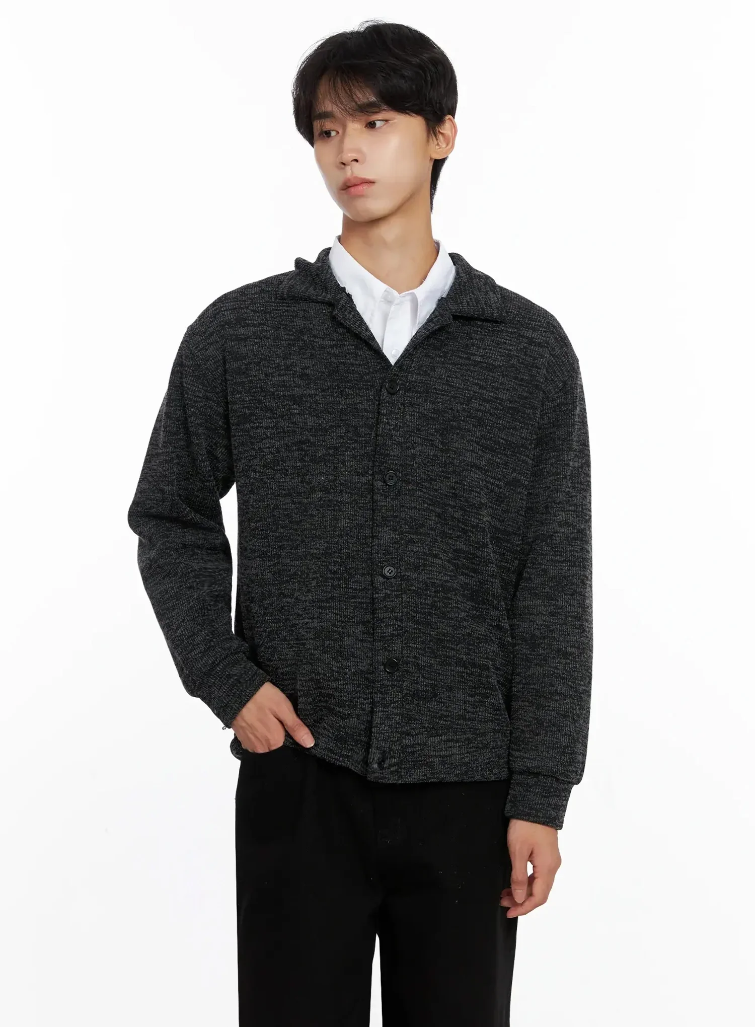 Men's Button-Up Collar Knit Cardigan IO516 - Image 2