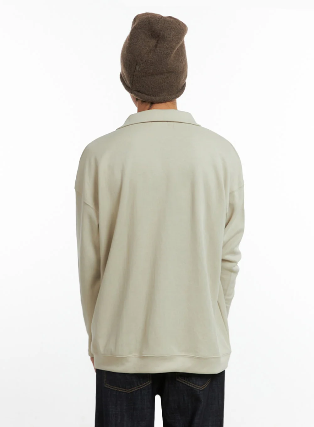 Men's Buttoned Collar Shirt (Light beige) IO417 - Image 5