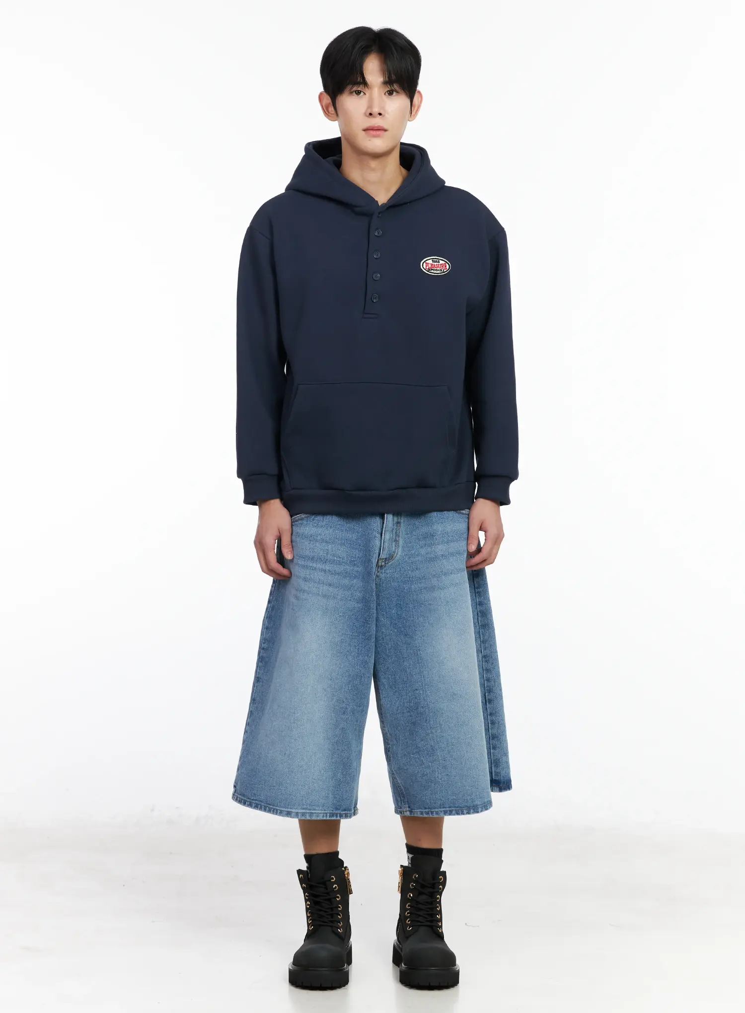 Men's Buttoned Neck Hoodie IM523 - Image 4