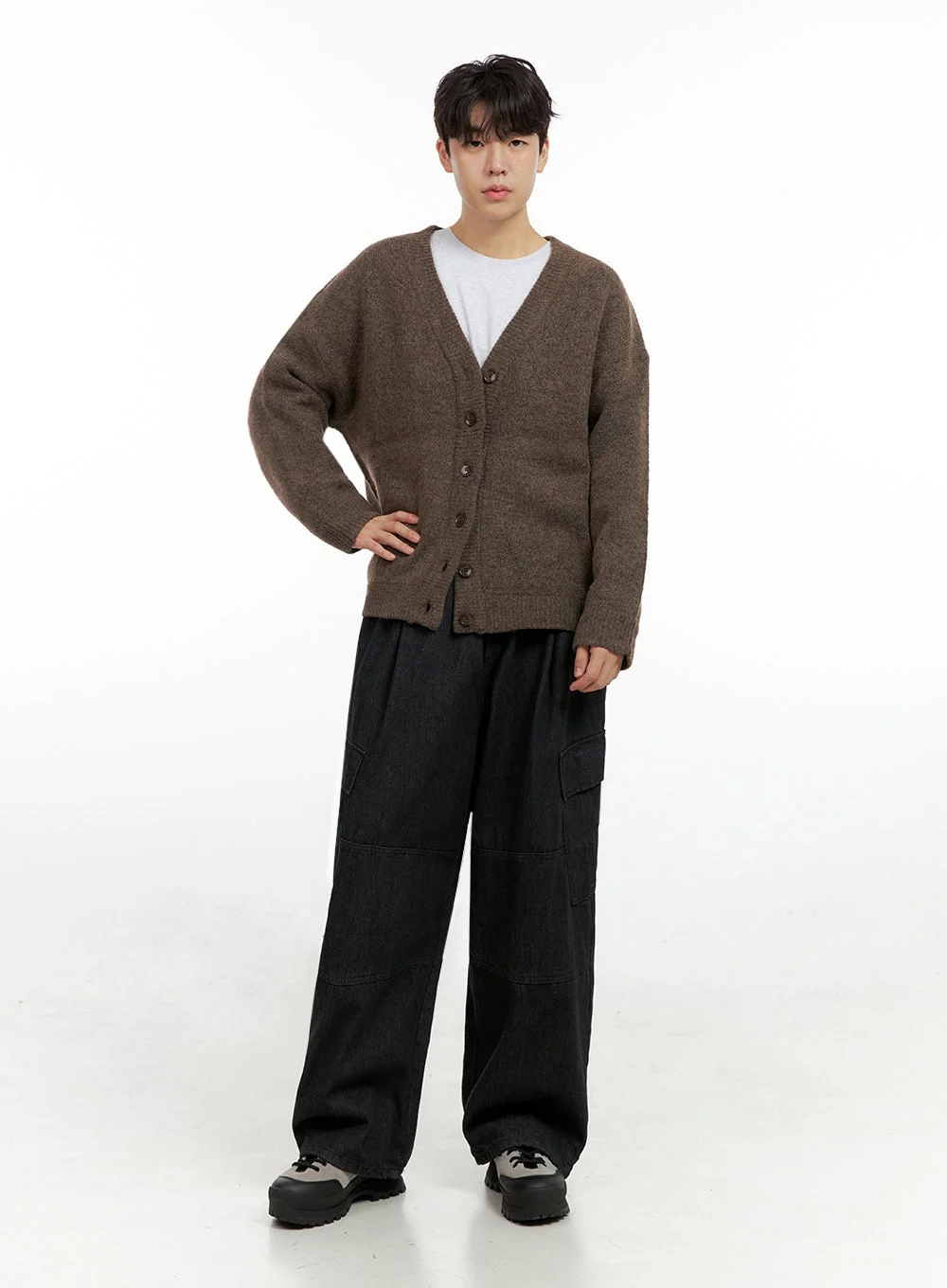 Men's Buttoned Oversize Cardigan IN422 - Image 2