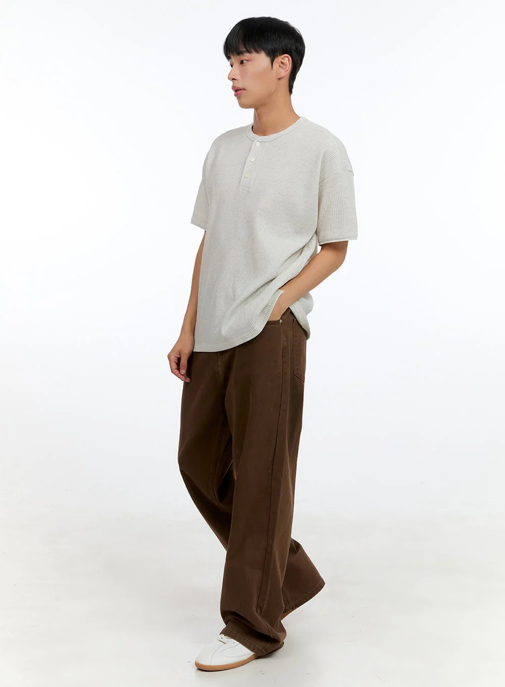 Men's Buttoned Ribbed Cotton Top IG416 - Image 6