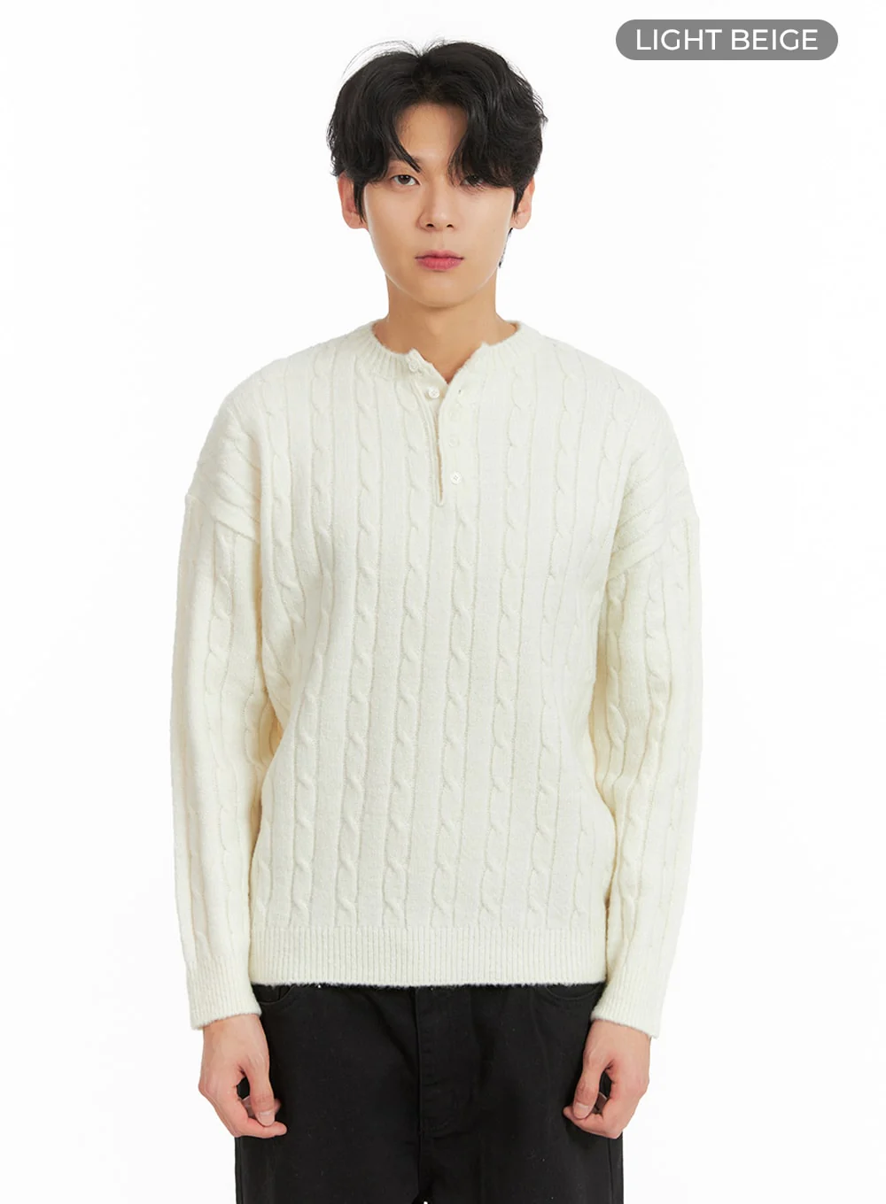 Men's Cable Knit Buttoned Sweater IA401 - Image 8