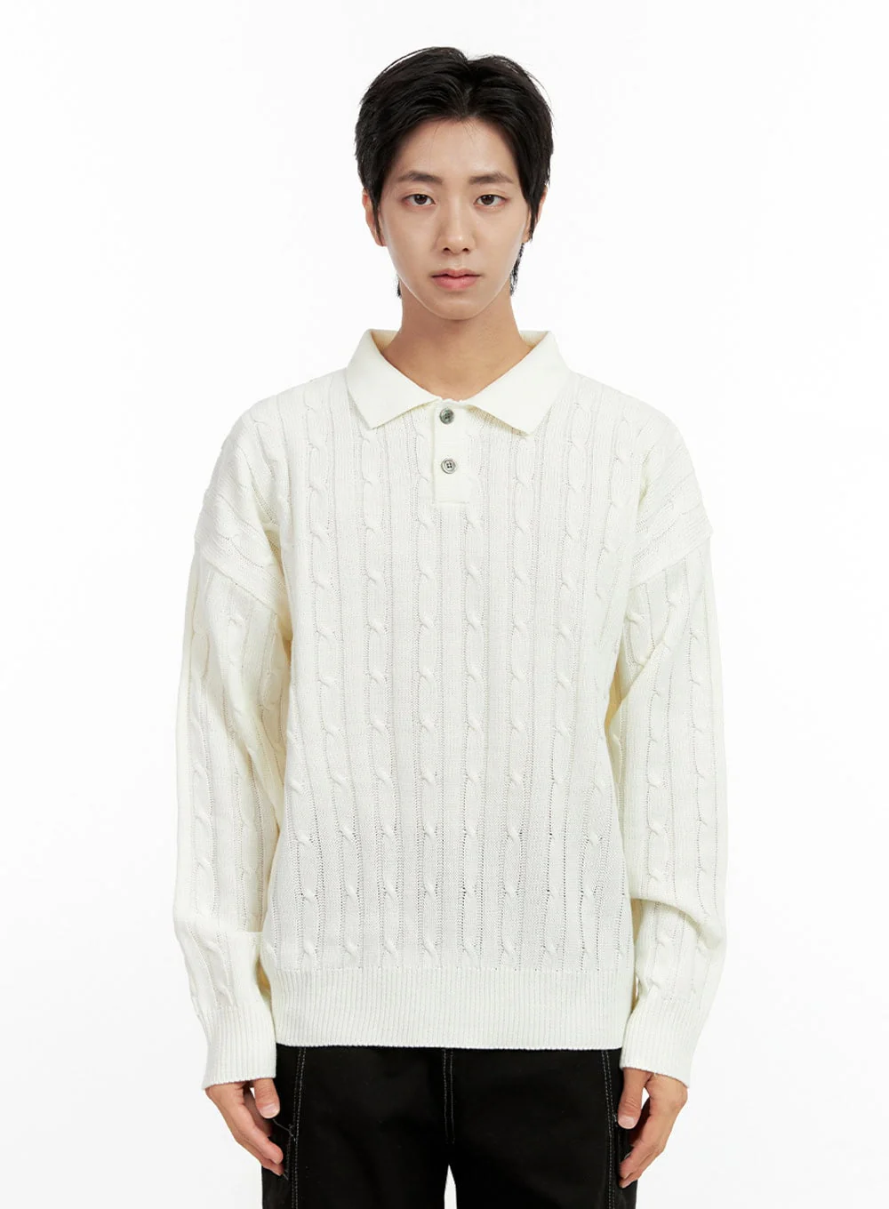 Men's Cable Knit Buttoned Sweater IN411 - Image 10