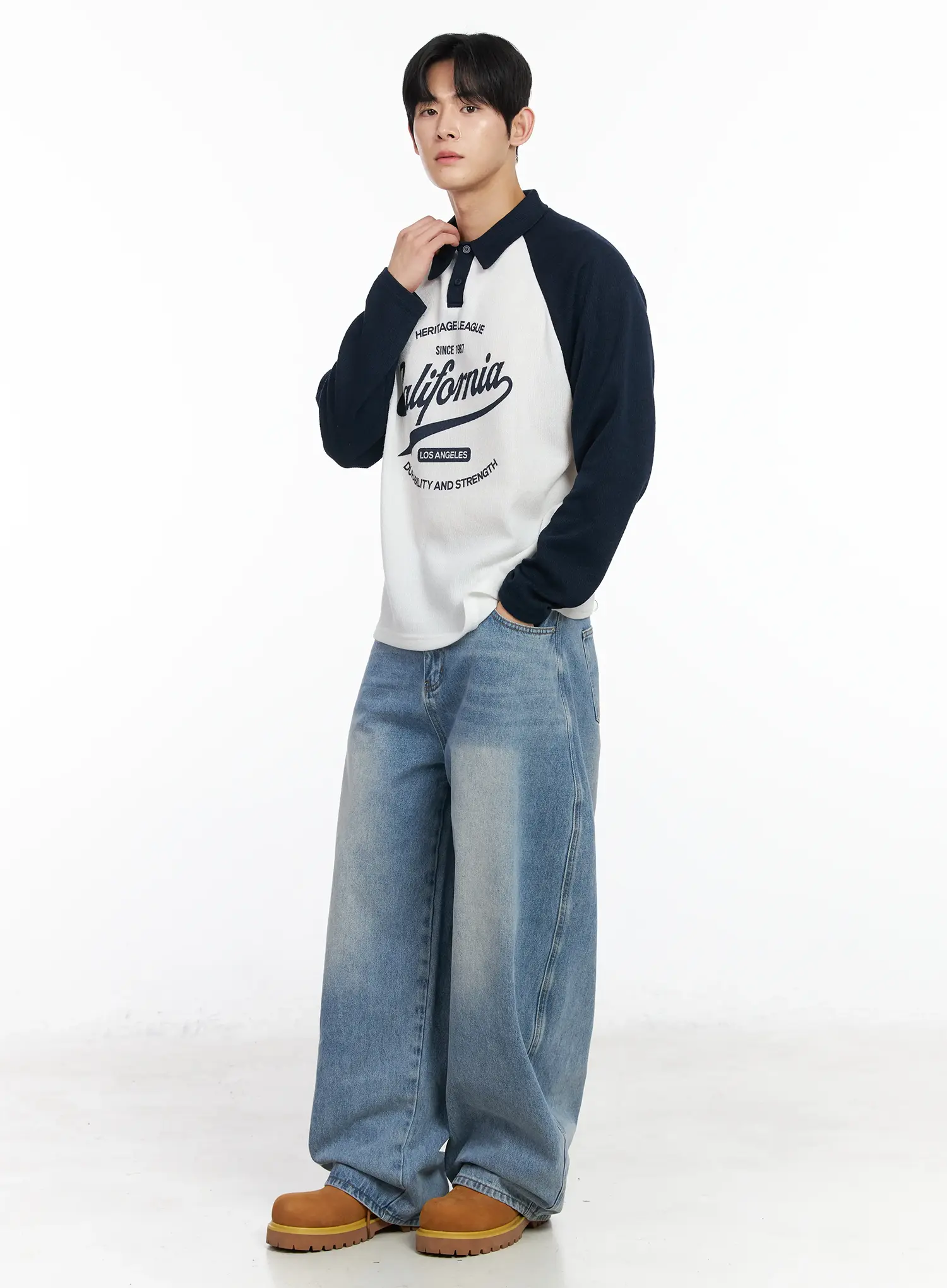 Men's California Heritage Raglan Long Sleeve Shirt IM518 - Image 2
