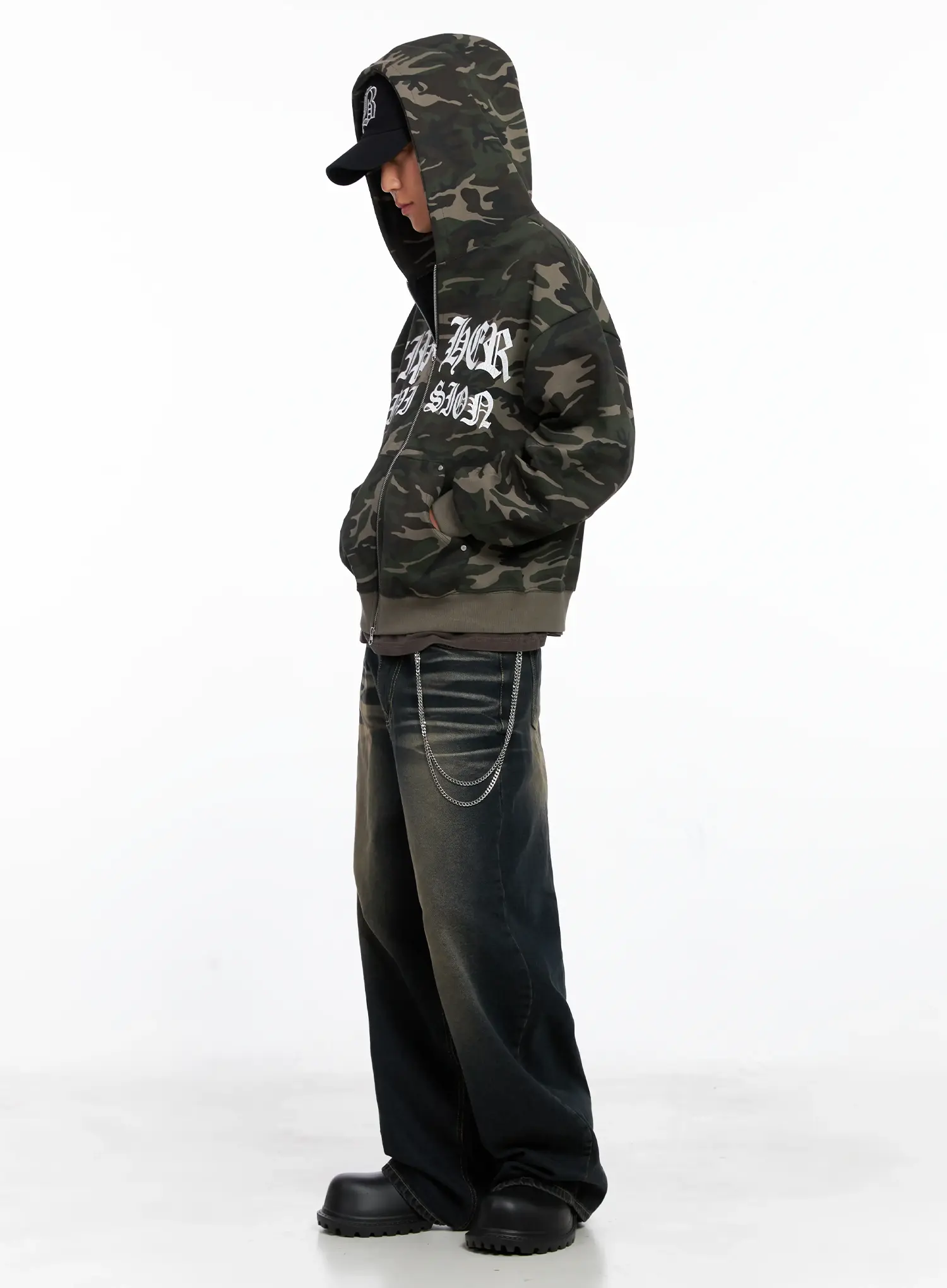 Men's Camo Graphic Hooded Zip-Up IS509 - Image 2