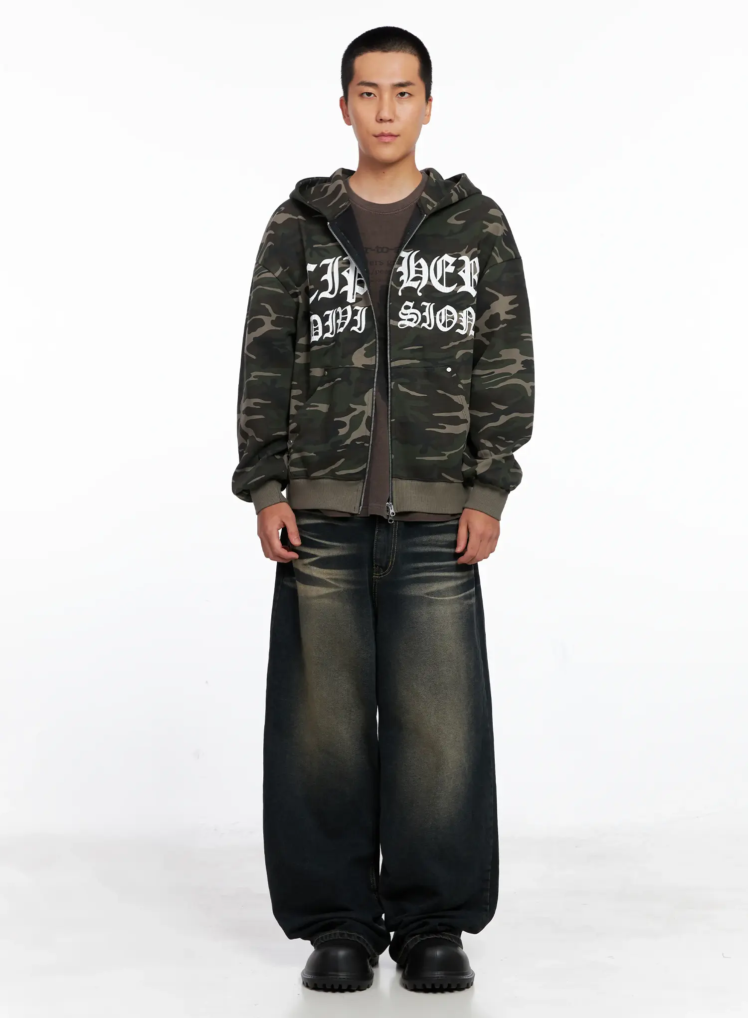 Men's Camo Graphic Hooded Zip-Up IS509 - Image 3