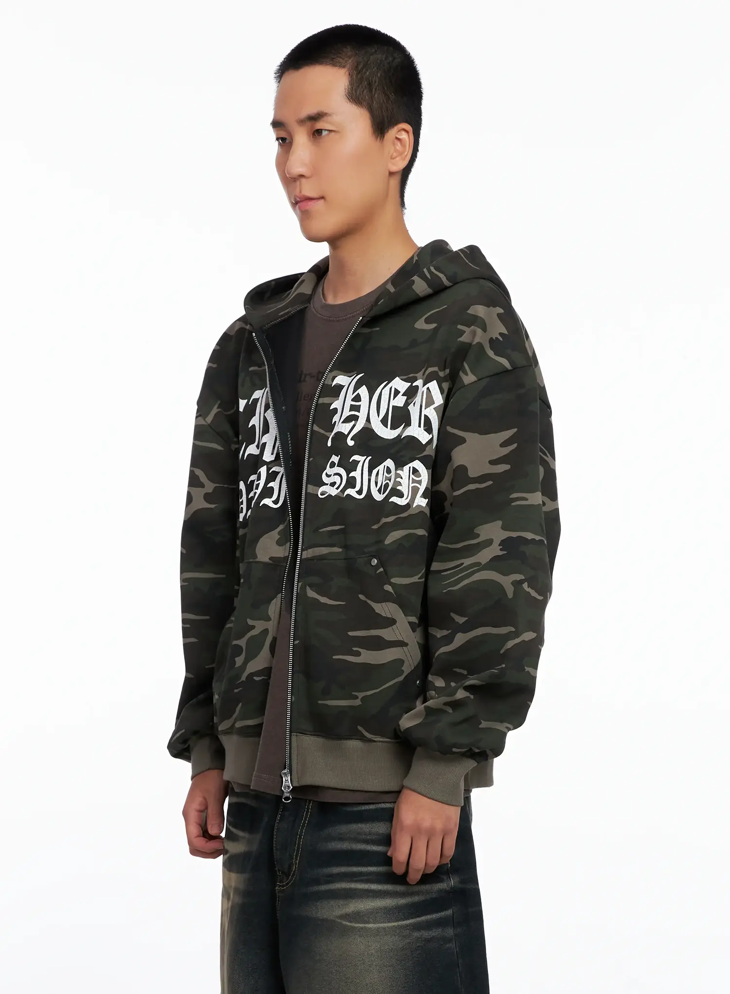 Men's Camo Graphic Hooded Zip-Up IS509 - Image 4