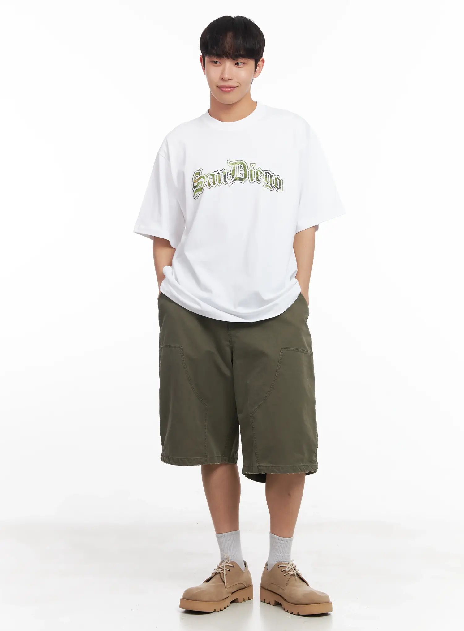 Men's Camo Graphic Oversized Tee IU518 - Image 10