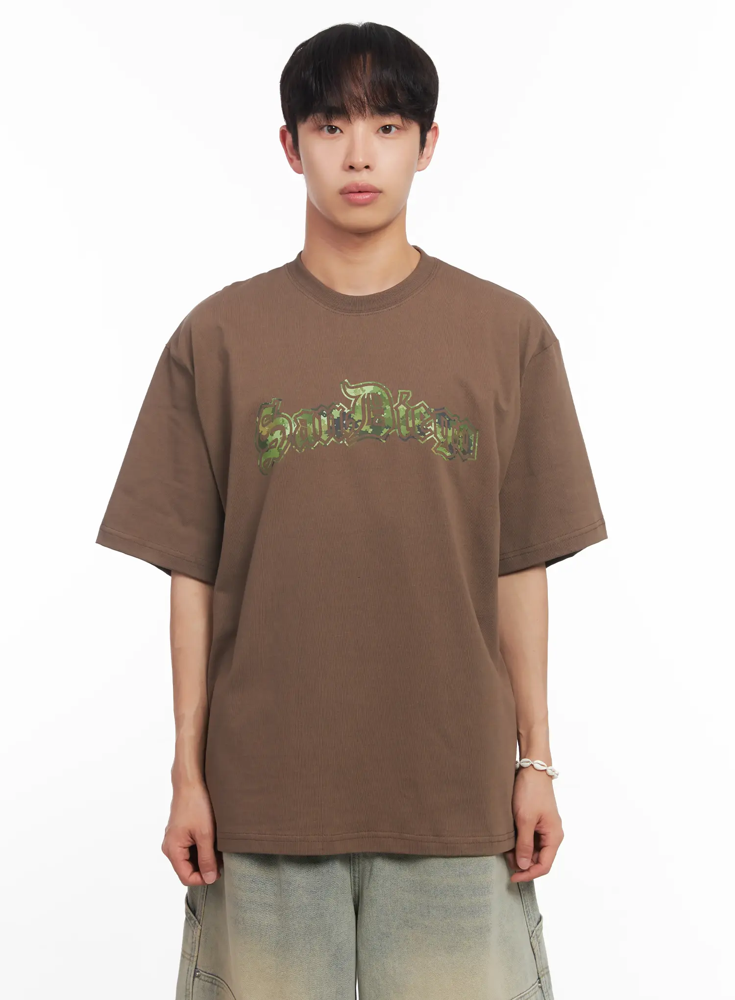 Men's Camo Graphic Oversized Tee IU518 - Image 11