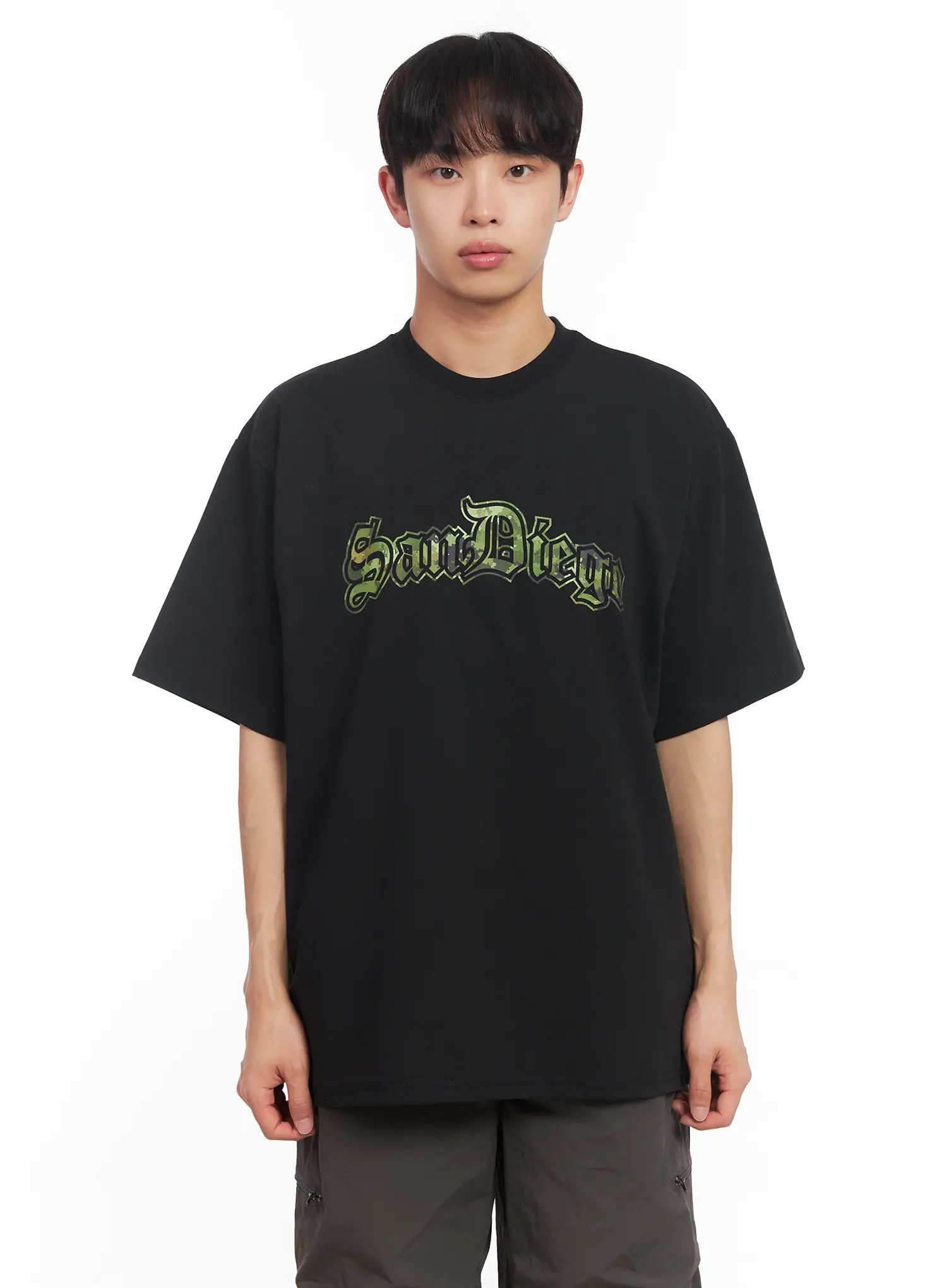 Men's Camo Graphic Oversized Tee IU518 - Image 12