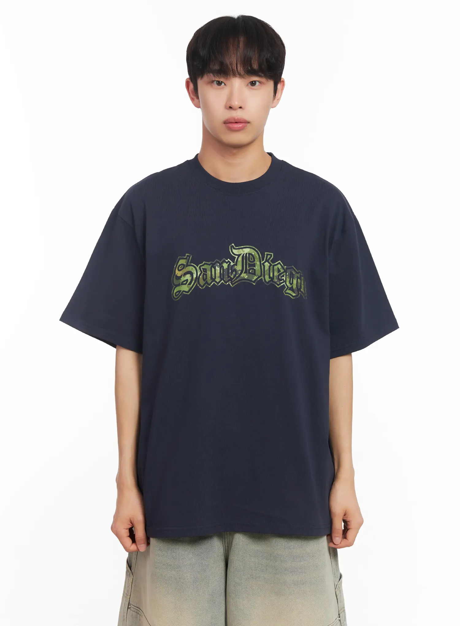 Men's Camo Graphic Oversized Tee IU518 - Image 14