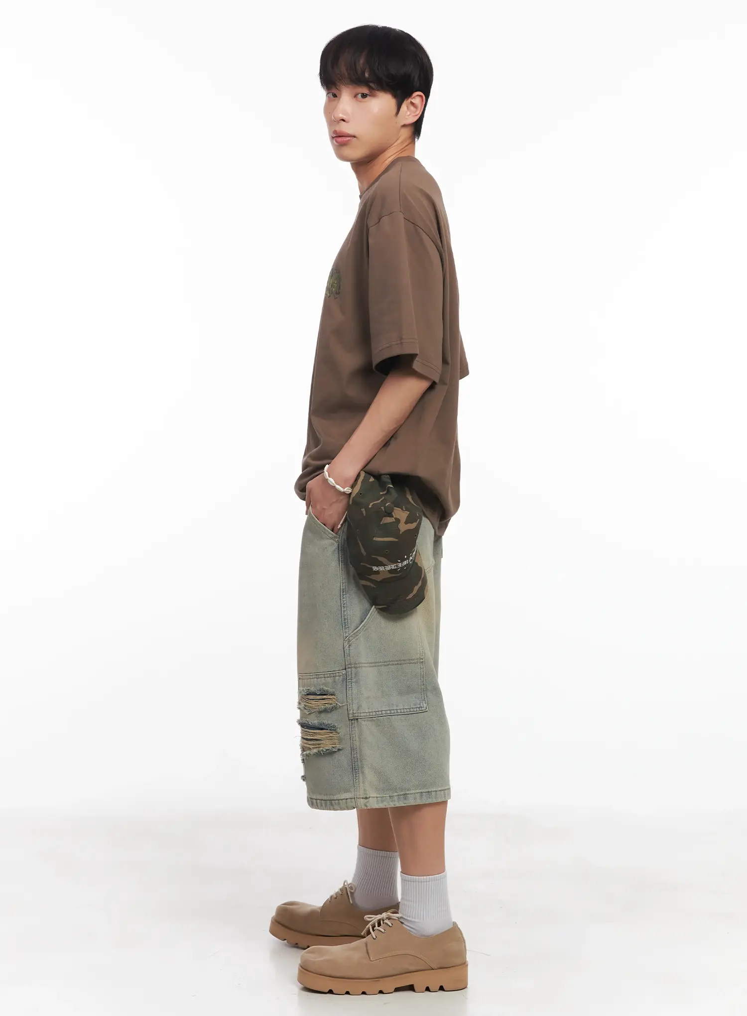Men's Camo Graphic Oversized Tee IU518 - Image 2