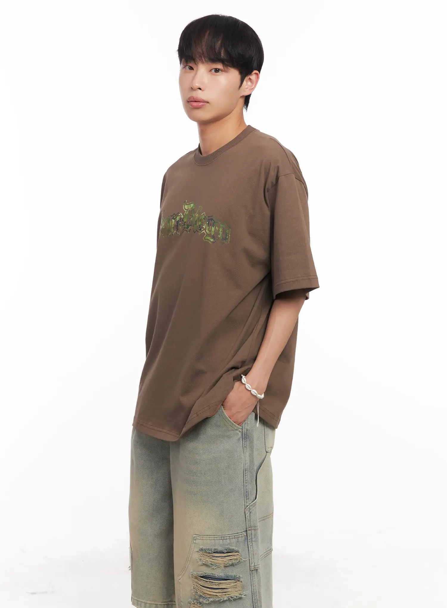 Men's Camo Graphic Oversized Tee IU518 - Image 3