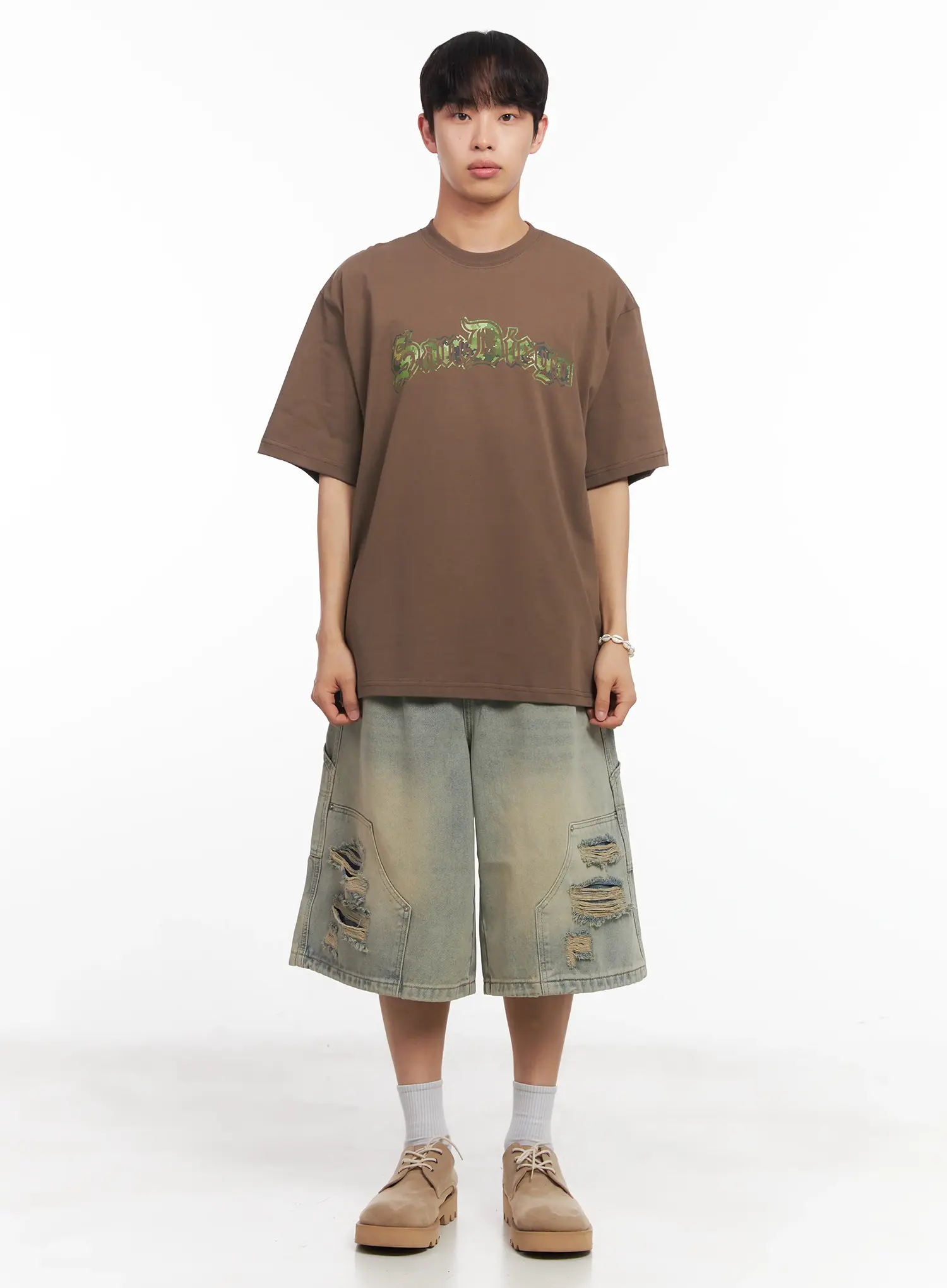 Men's Camo Graphic Oversized Tee IU518 - Image 6