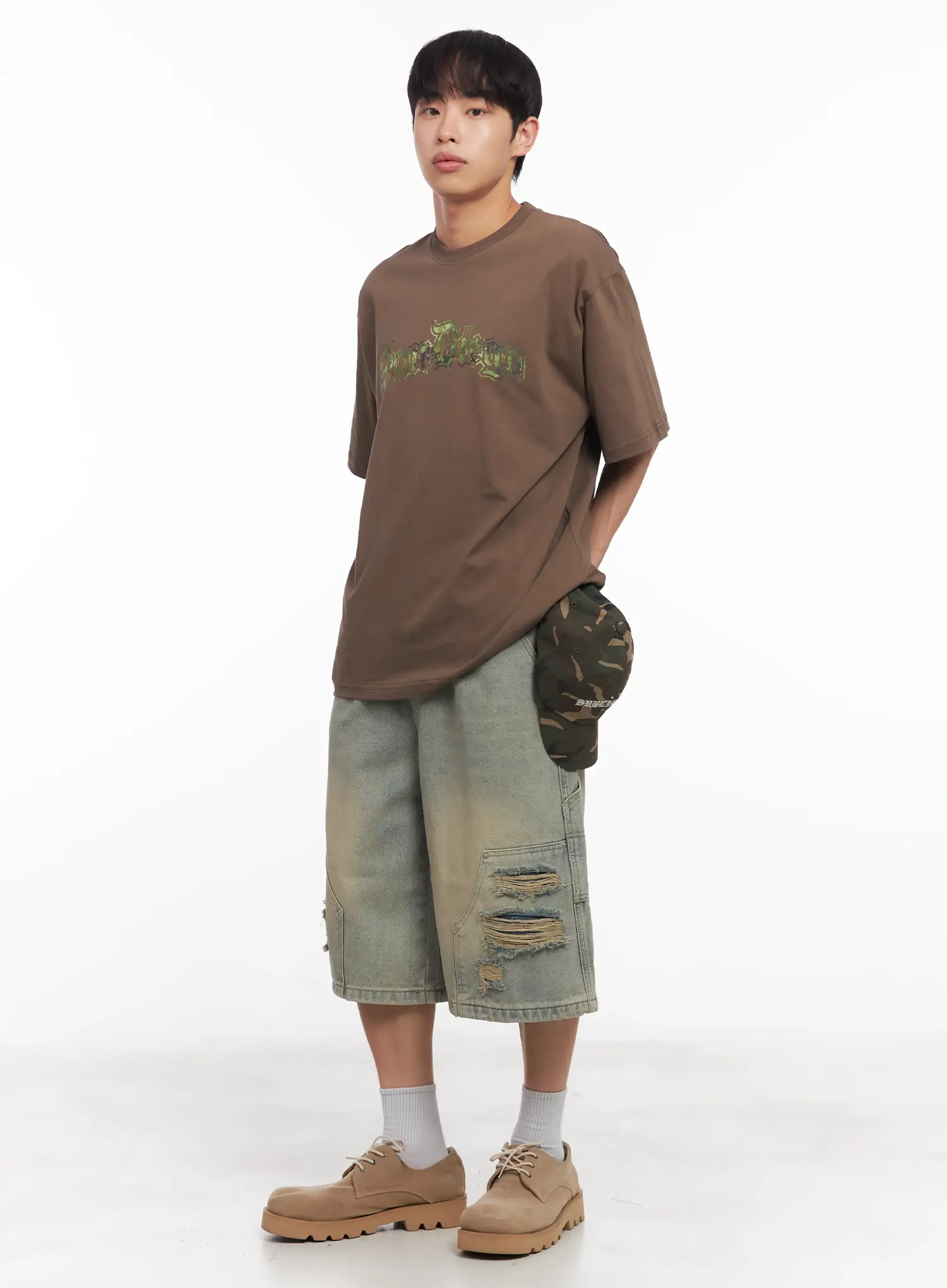 Men's Camo Graphic Oversized Tee IU518 - Image 8