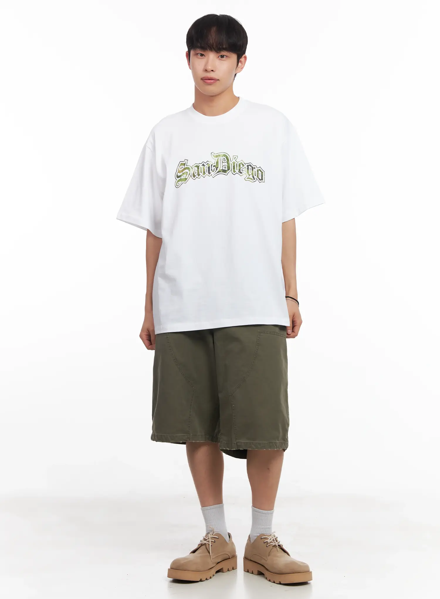 Men's Camo Graphic Oversized Tee IU518 - Image 9
