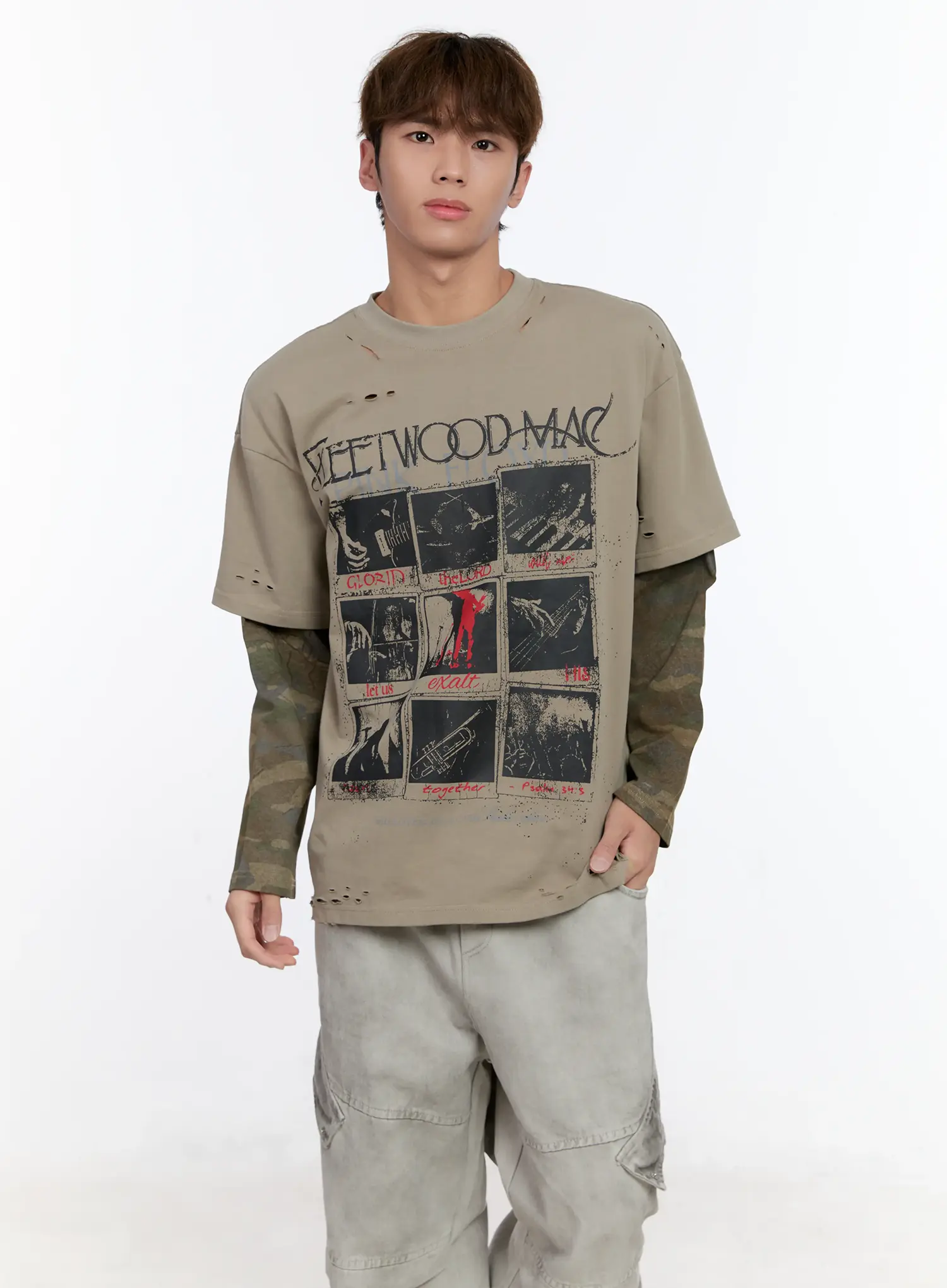 Men's Camouflage Layered Long Sleeve Tee IN512