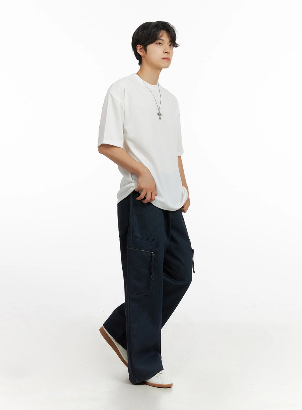 Men's Cargo Denim Jeans (Dark Blue) IG409 - Image 6