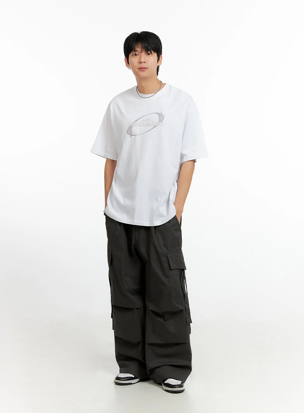 Men's Cargo Wide-Leg Pants (Dark Gray) IG402 - Image 3