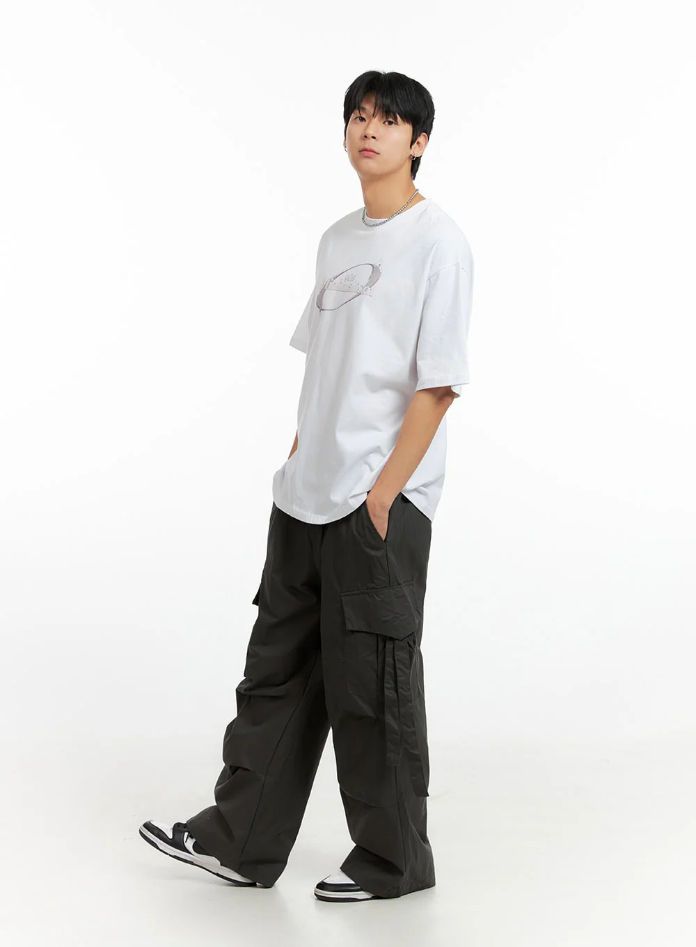 Men's Cargo Wide-Leg Pants (Dark Gray) IG402 - Image 6