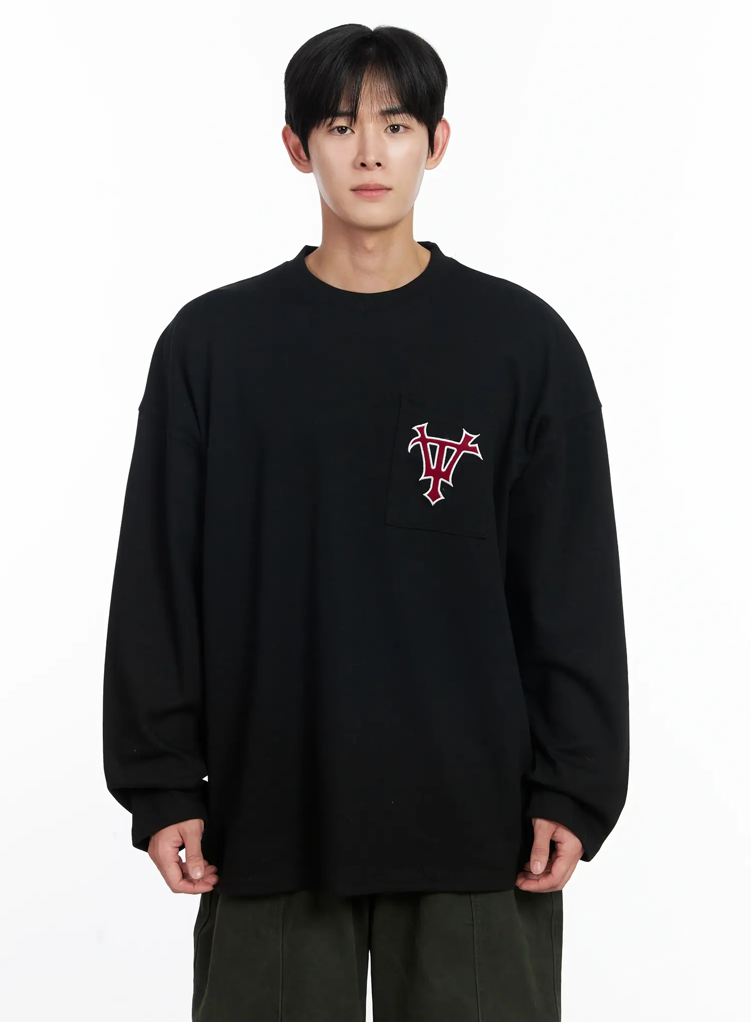 Men's Casual Embroidered Pocket Long Sleeve IJ521 - Image 12