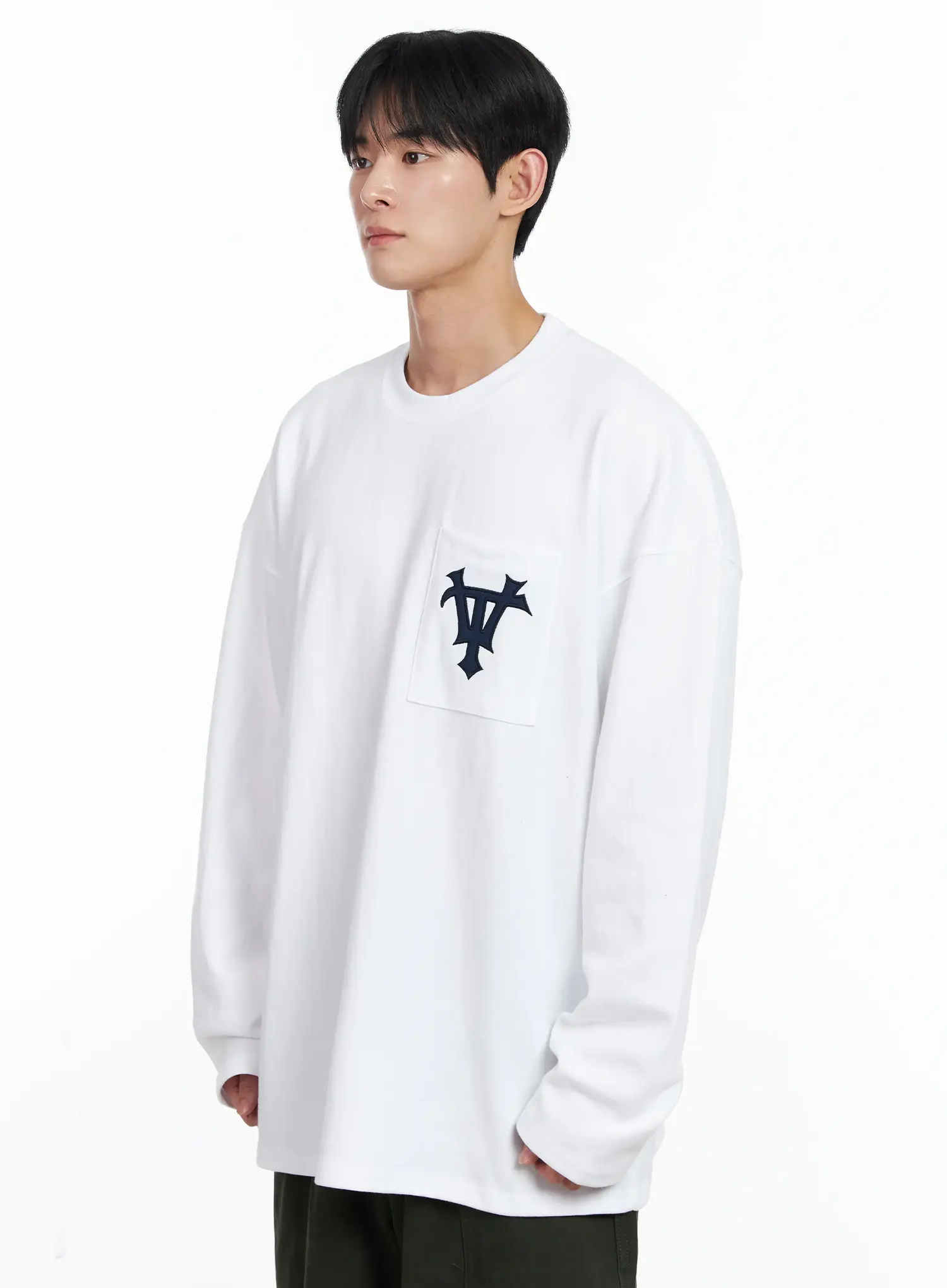 Men's Casual Embroidered Pocket Long Sleeve IJ521 - Image 4