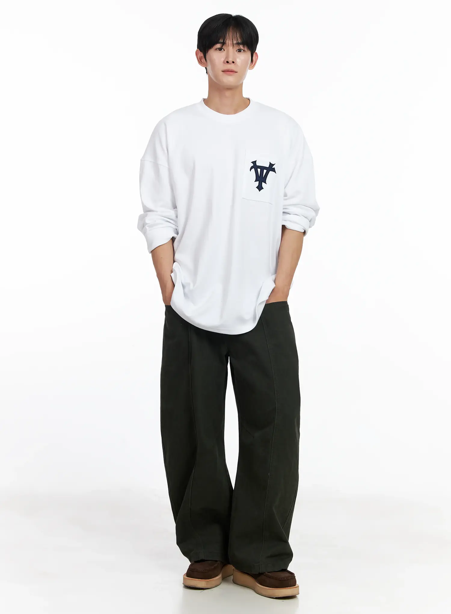 Men's Casual Embroidered Pocket Long Sleeve IJ521 - Image 8