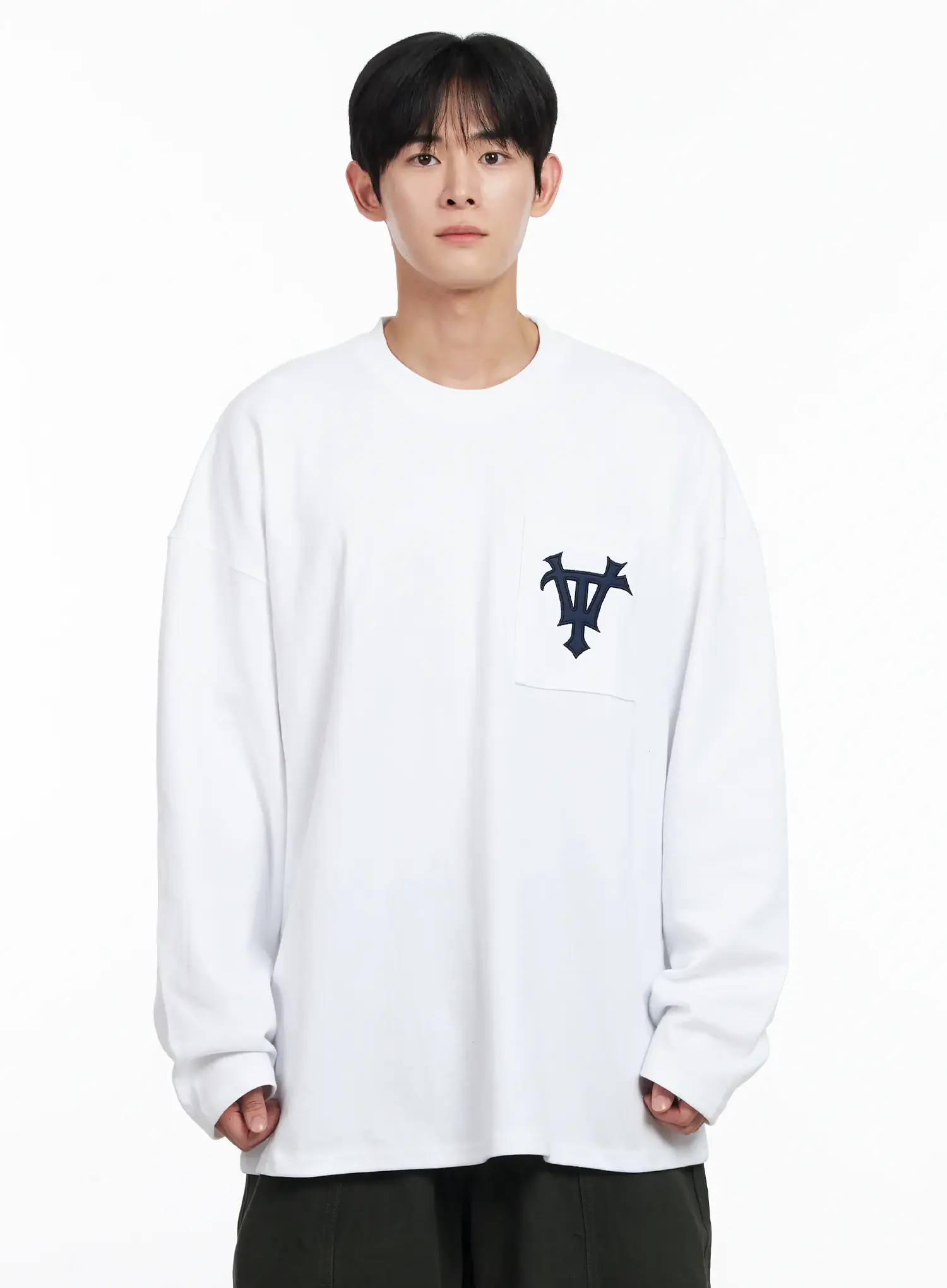 Men's Casual Embroidered Pocket Long Sleeve IJ521 - Image 9