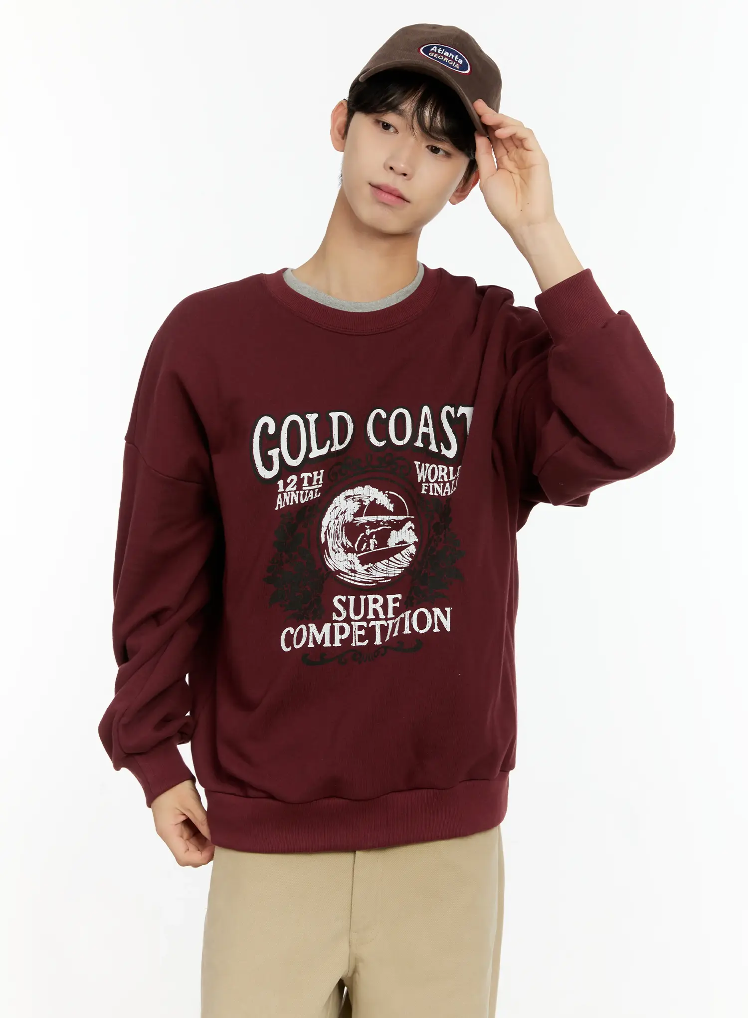 Men's Casual Surf Print Crewneck IN503