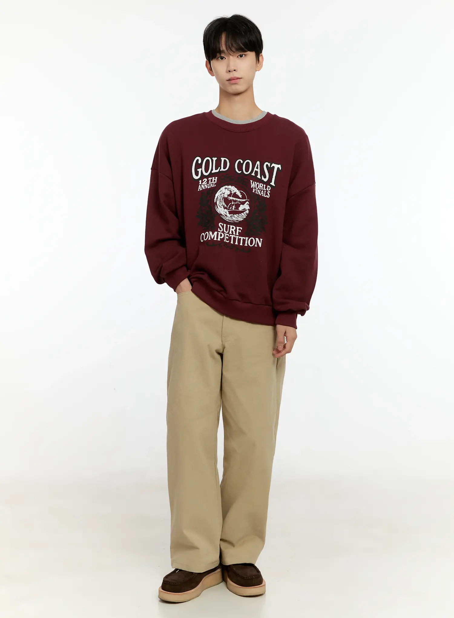 Men's Casual Surf Print Crewneck IN503 - Image 2
