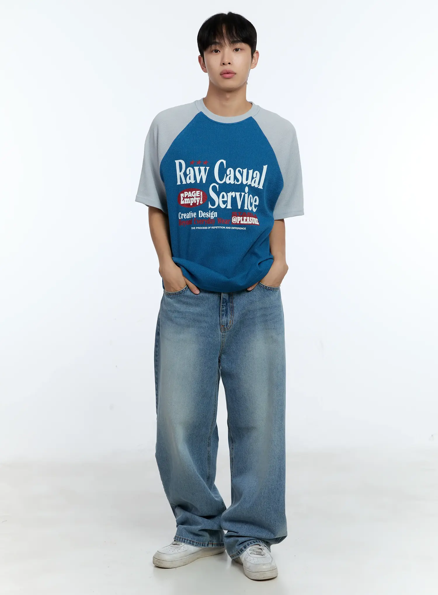 Men's Casual Wide Leg Washed Jeans IG519 - Image 13